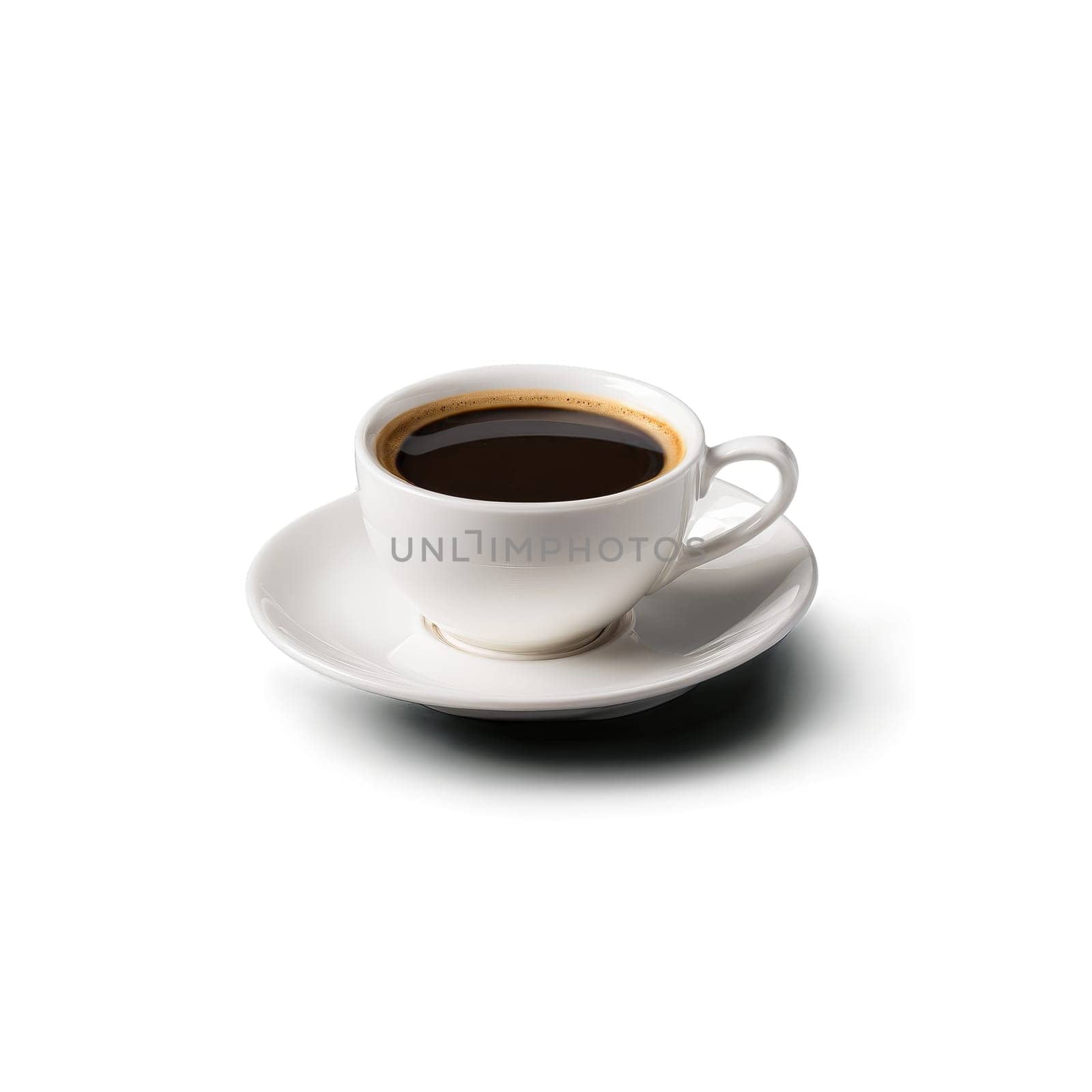 Espresso cup tiny white porcelain with a saucer one empty and one filled with rich by panophotograph