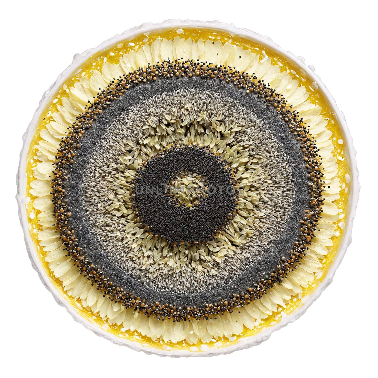 Poppy seed mandala an arrangement of whole poppy seeds ground poppy seeds and poppy seed by panophotograph