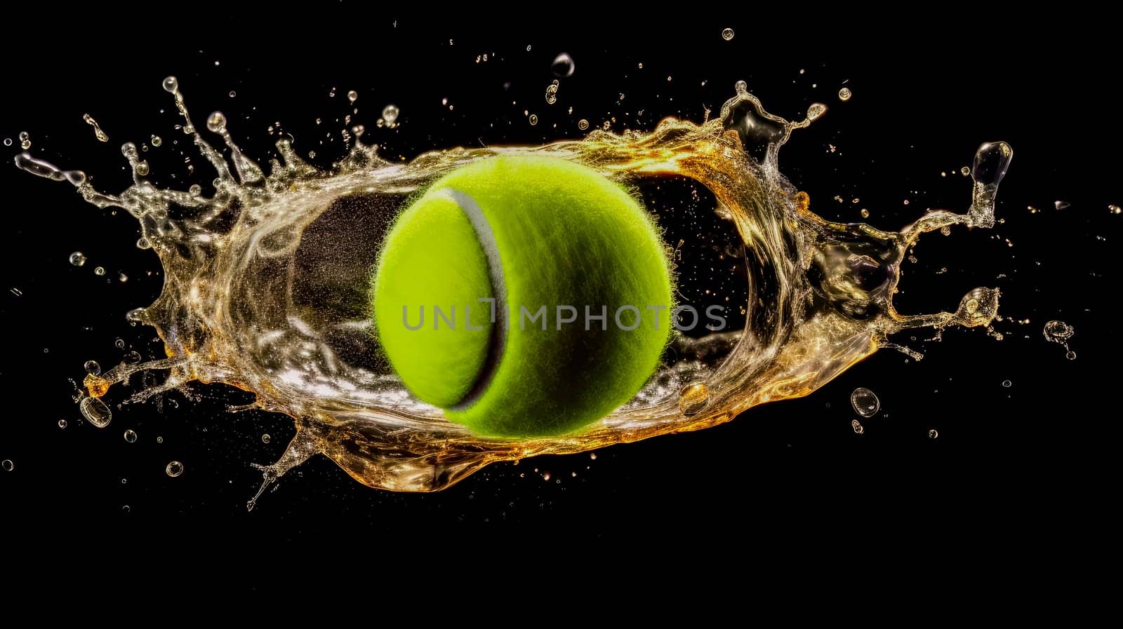 Sport. Tennis and baseball balls. Flying burning balls. Isolated in black background by Alla_Yurtayeva