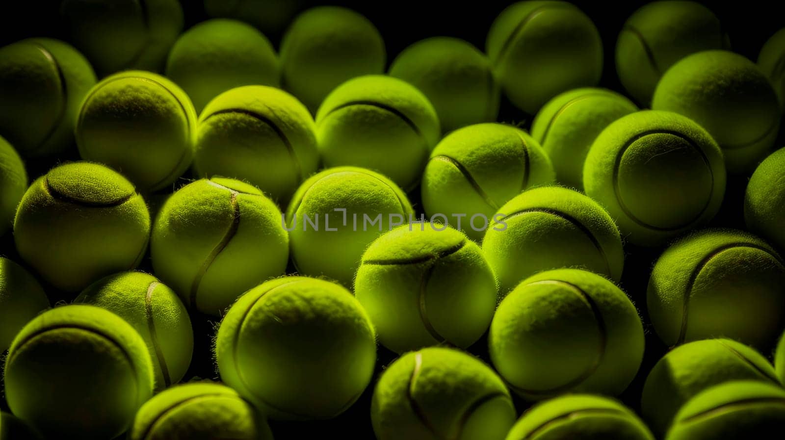Lots of vibrant tennis balls, pattern of new tennis balls for background by Alla_Yurtayeva