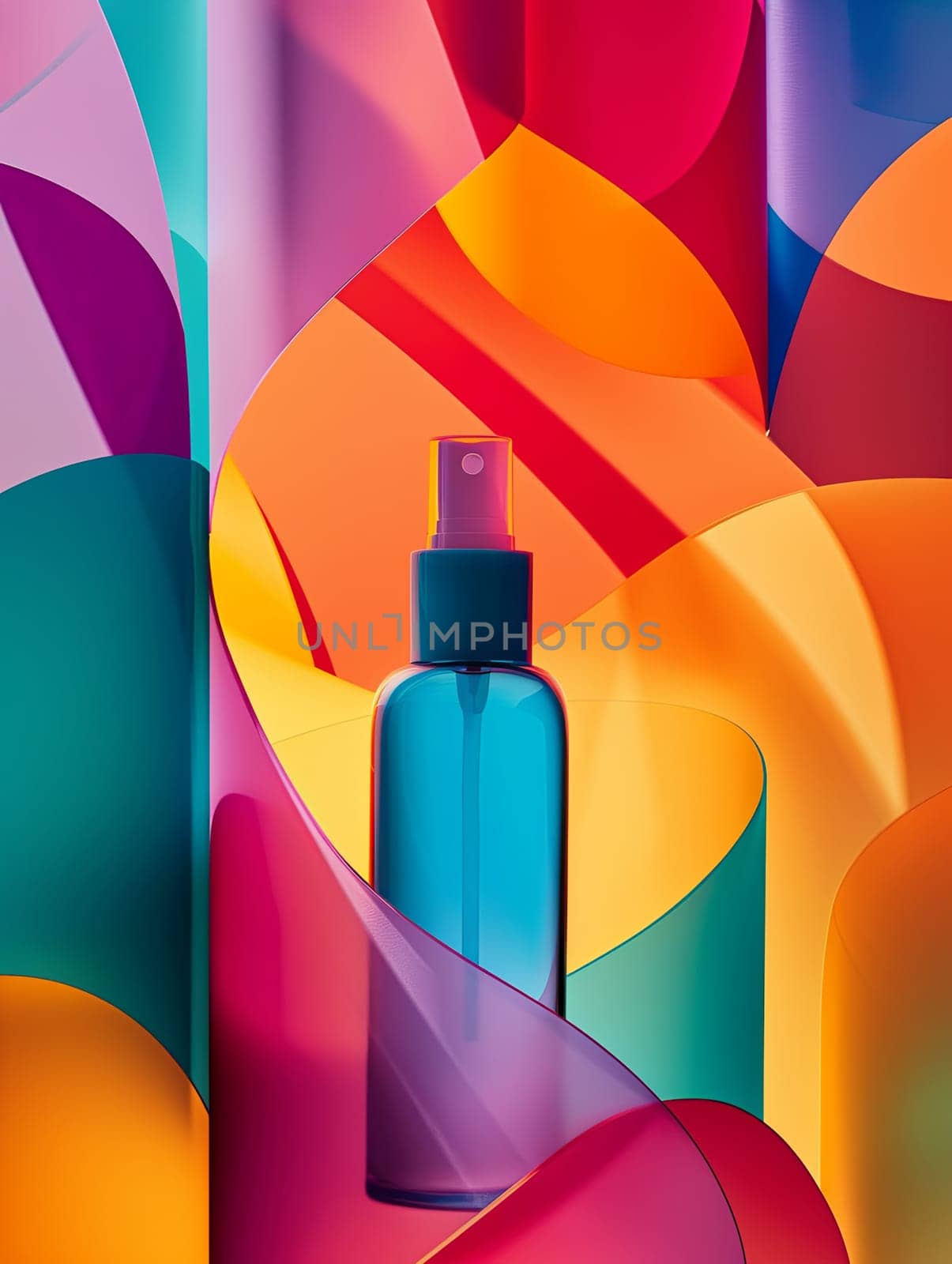 A bottle with a sprayer attached on top, ready for use in beauty routines or for household purposes. Generative AI by AnatoliiFoto