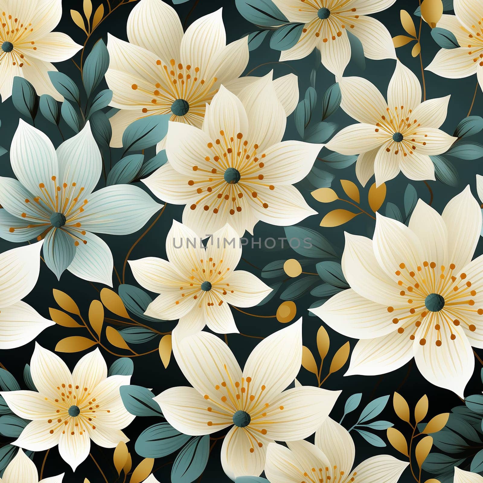 Seamless pattern tile background flowers and floral leaves plants by Nadtochiy