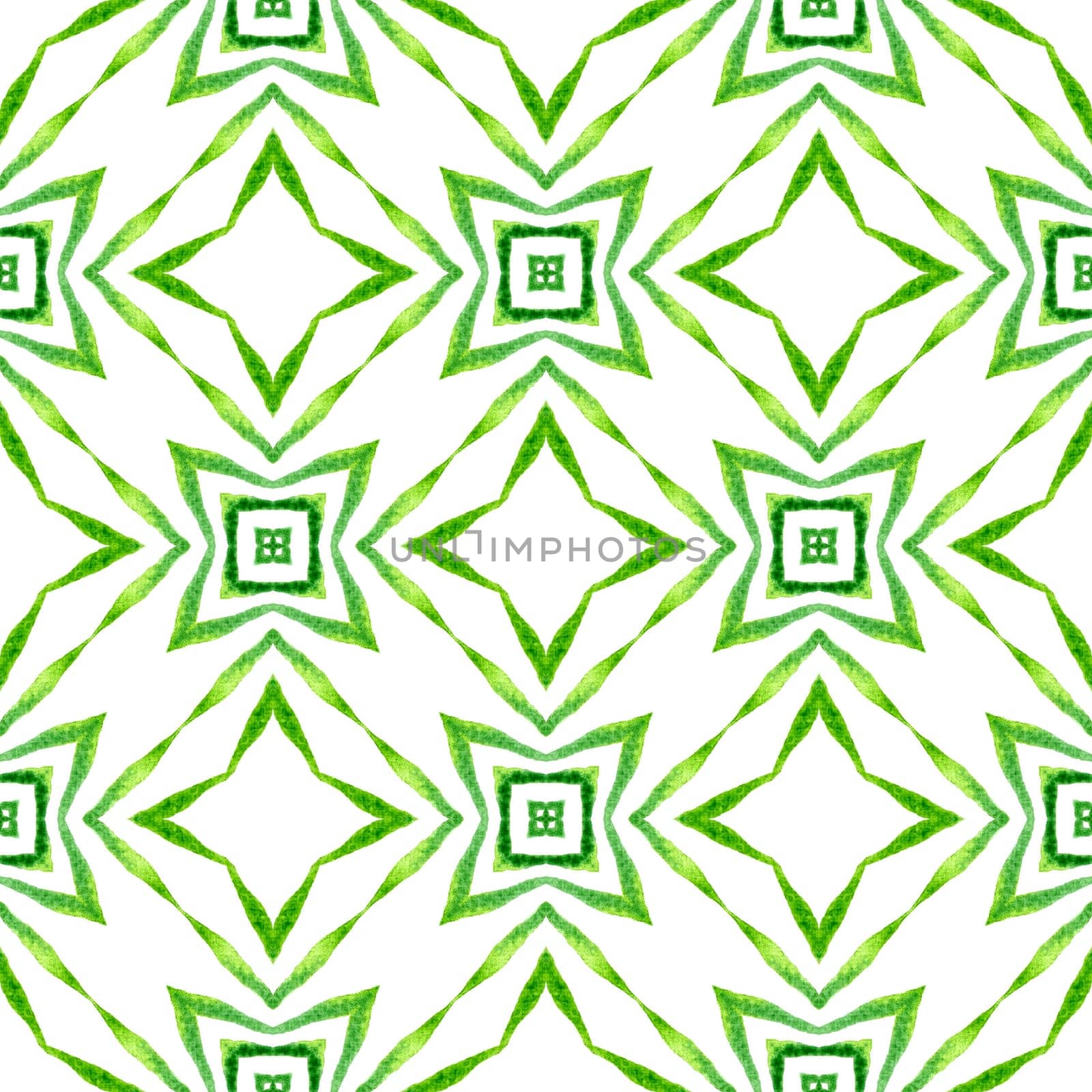 Medallion seamless pattern. Green comely boho chic summer design. Watercolor medallion seamless border. Textile ready gorgeous print, swimwear fabric, wallpaper, wrapping.