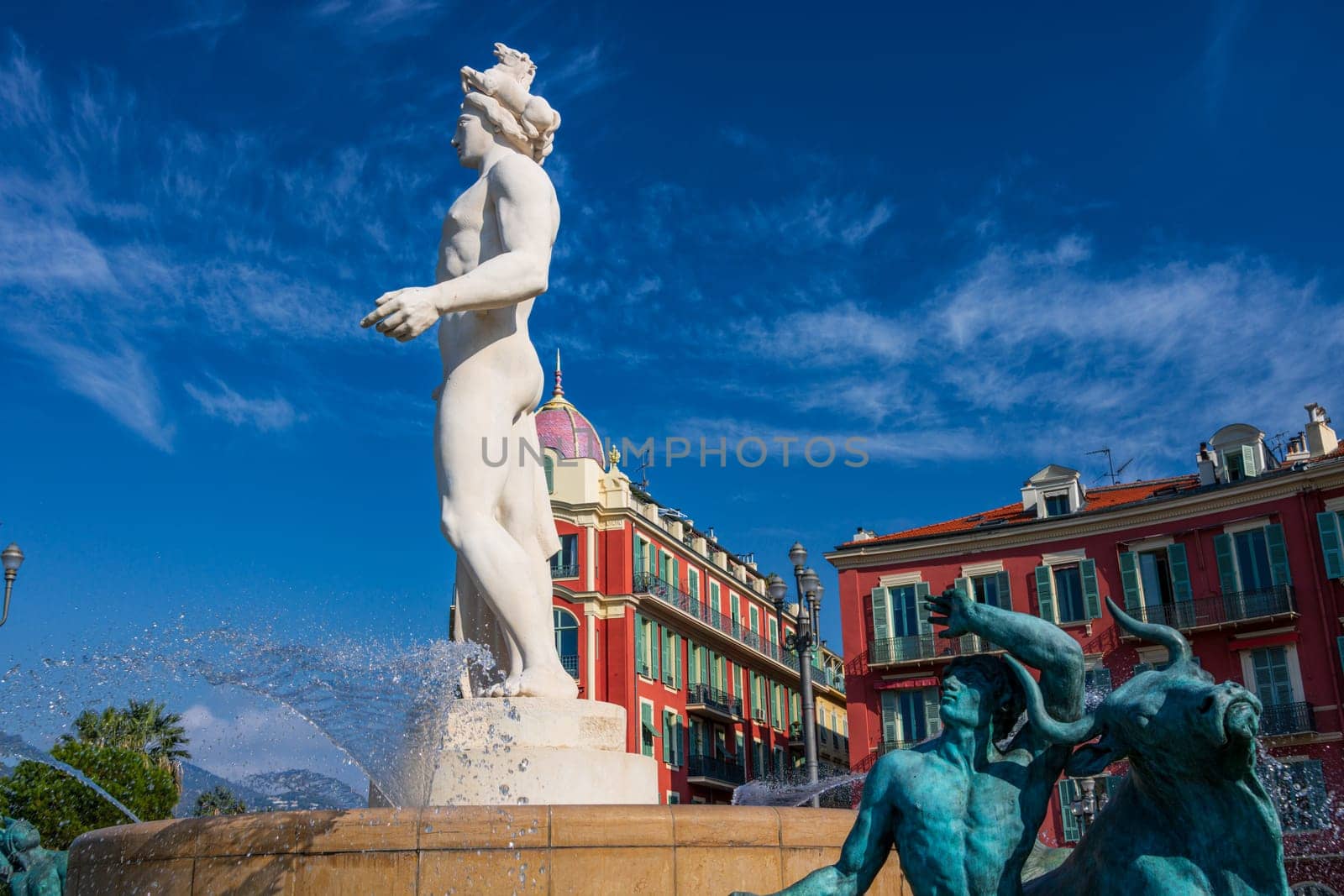 Fountain Soleil on Place Massena in Nice by vladispas