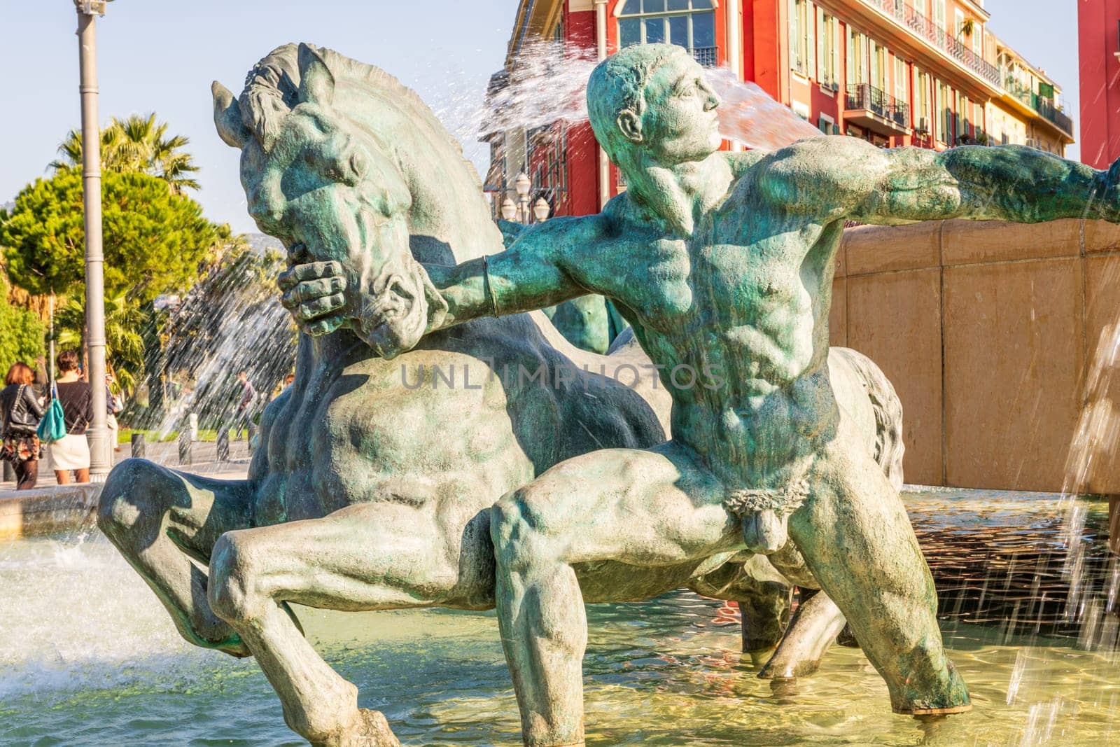 Fountain Soleil on Place Massena in Nice, France, Frech Riviera