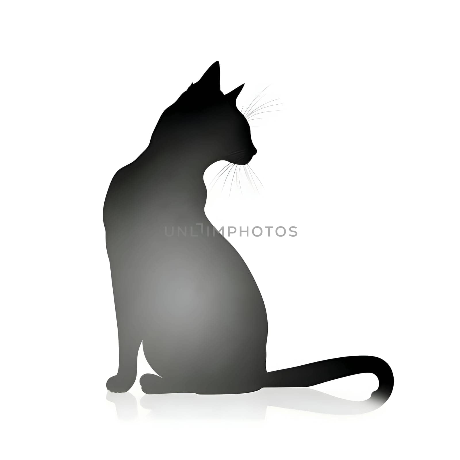 Vector illustration of a cat in black silhouette against a clean white background, capturing graceful forms.