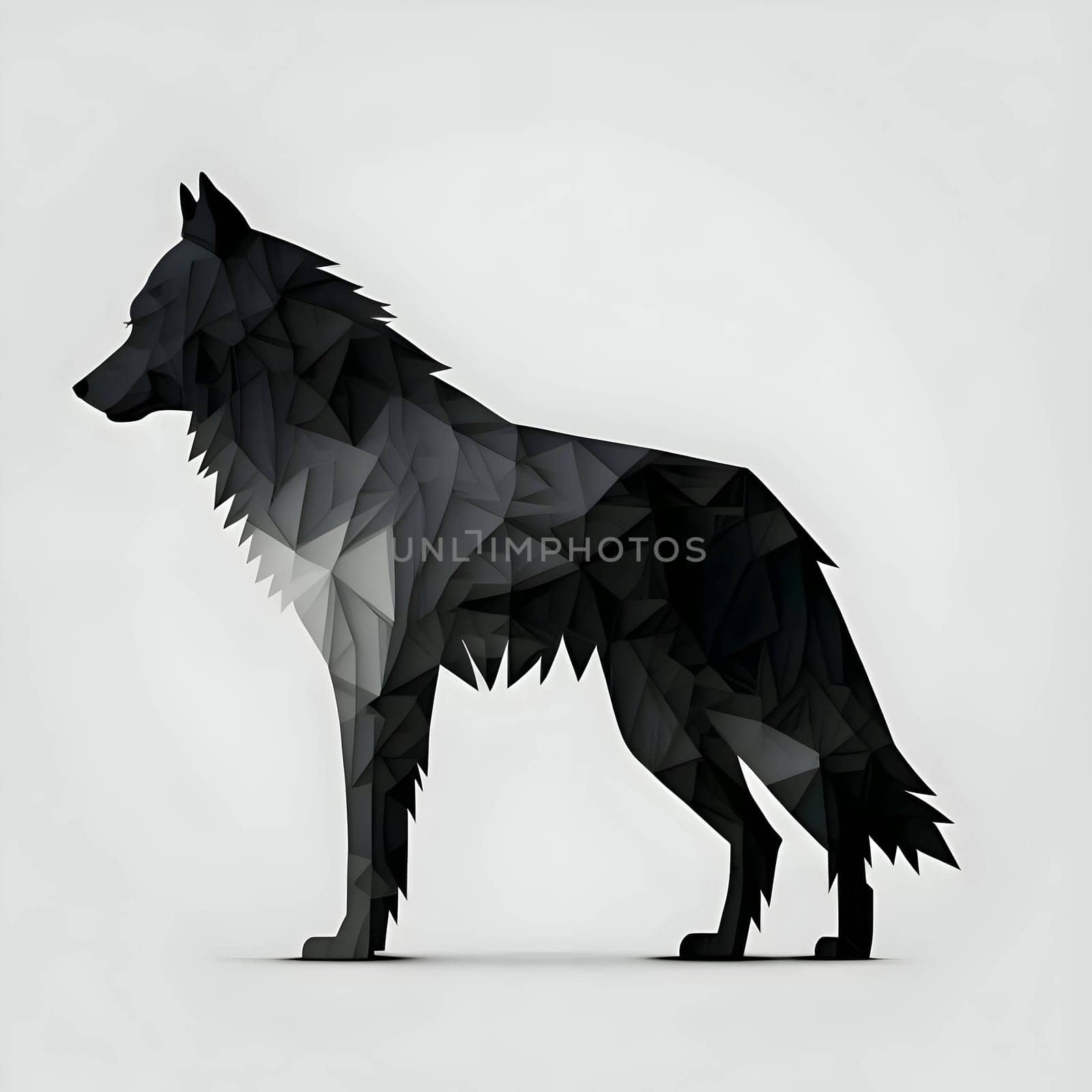 Vector illustration of a wolf in black silhouette against a clean white background, capturing graceful forms.