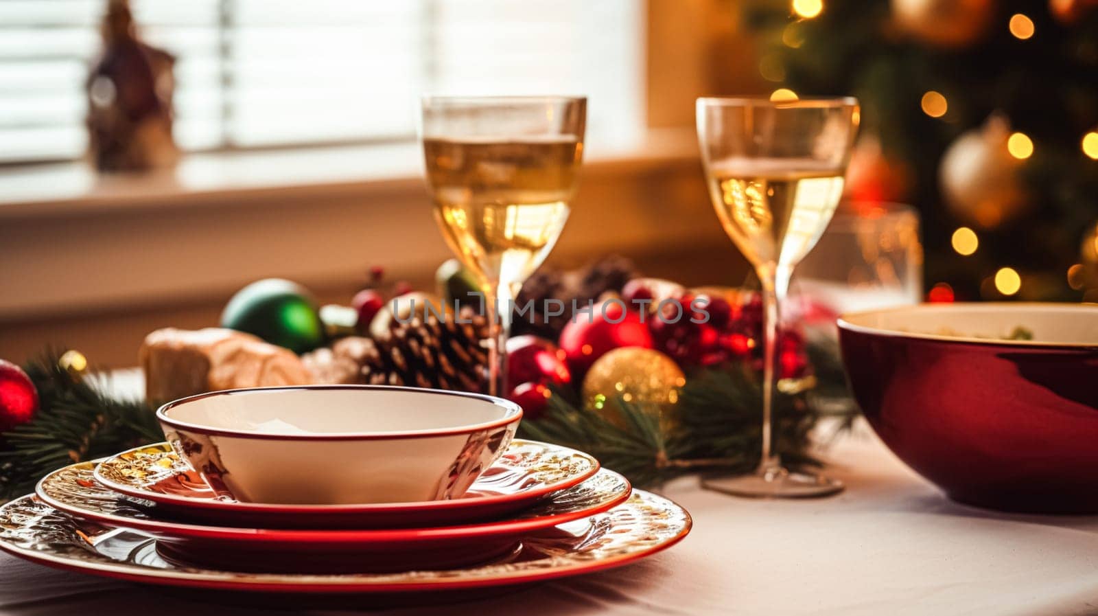 Dishware and crockery set for winter holiday family dinner, Christmas homeware decor for holidays in the English country house, gift set and home styling by Anneleven