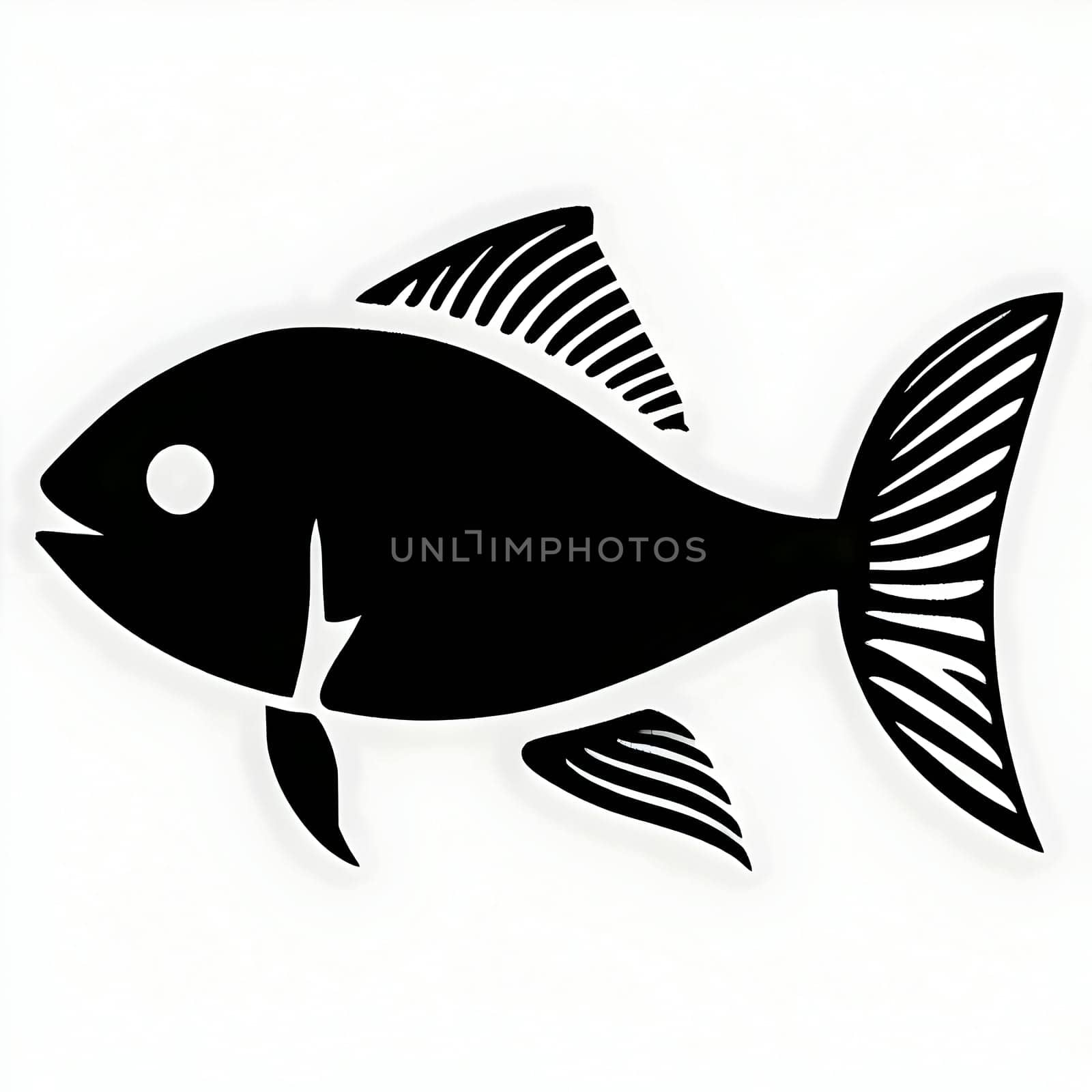 Vector illustration of a fish in black silhouette against a clean white background, capturing graceful forms.