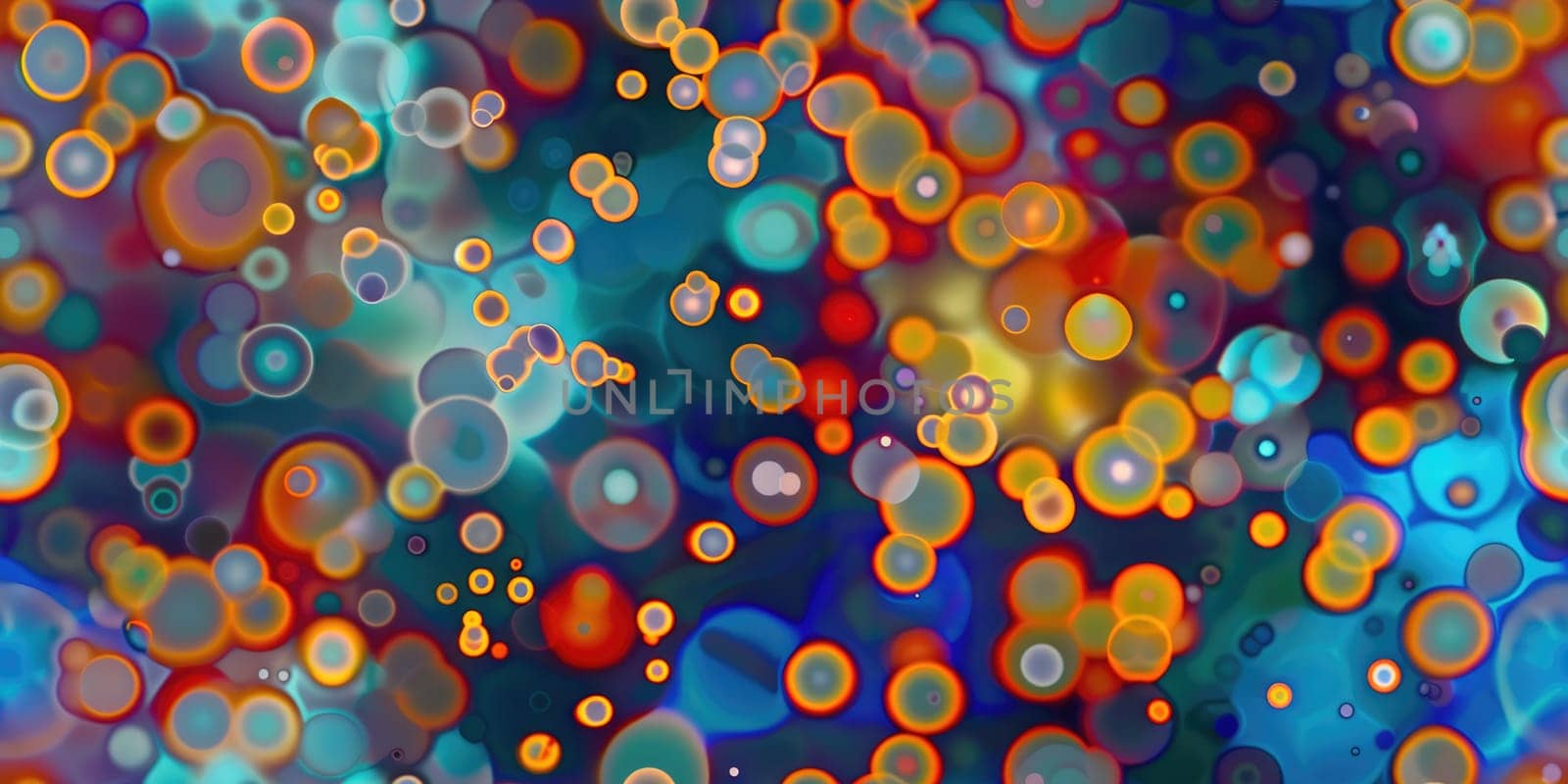 Spherical abstract painting with a blue and orange color scheme. AIG51A.