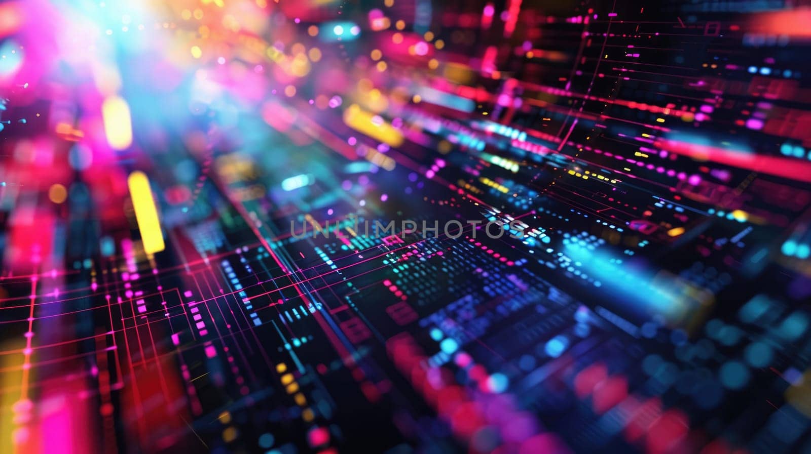 circuit board with glowing lights AIG51A.