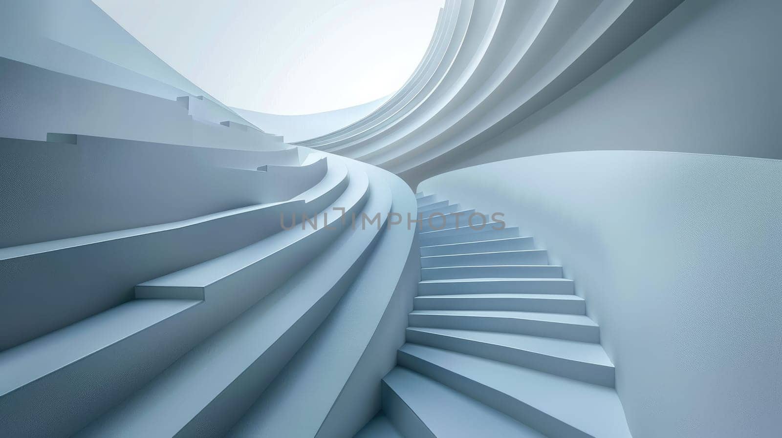 White abstract curved staircase going up AIG51A.