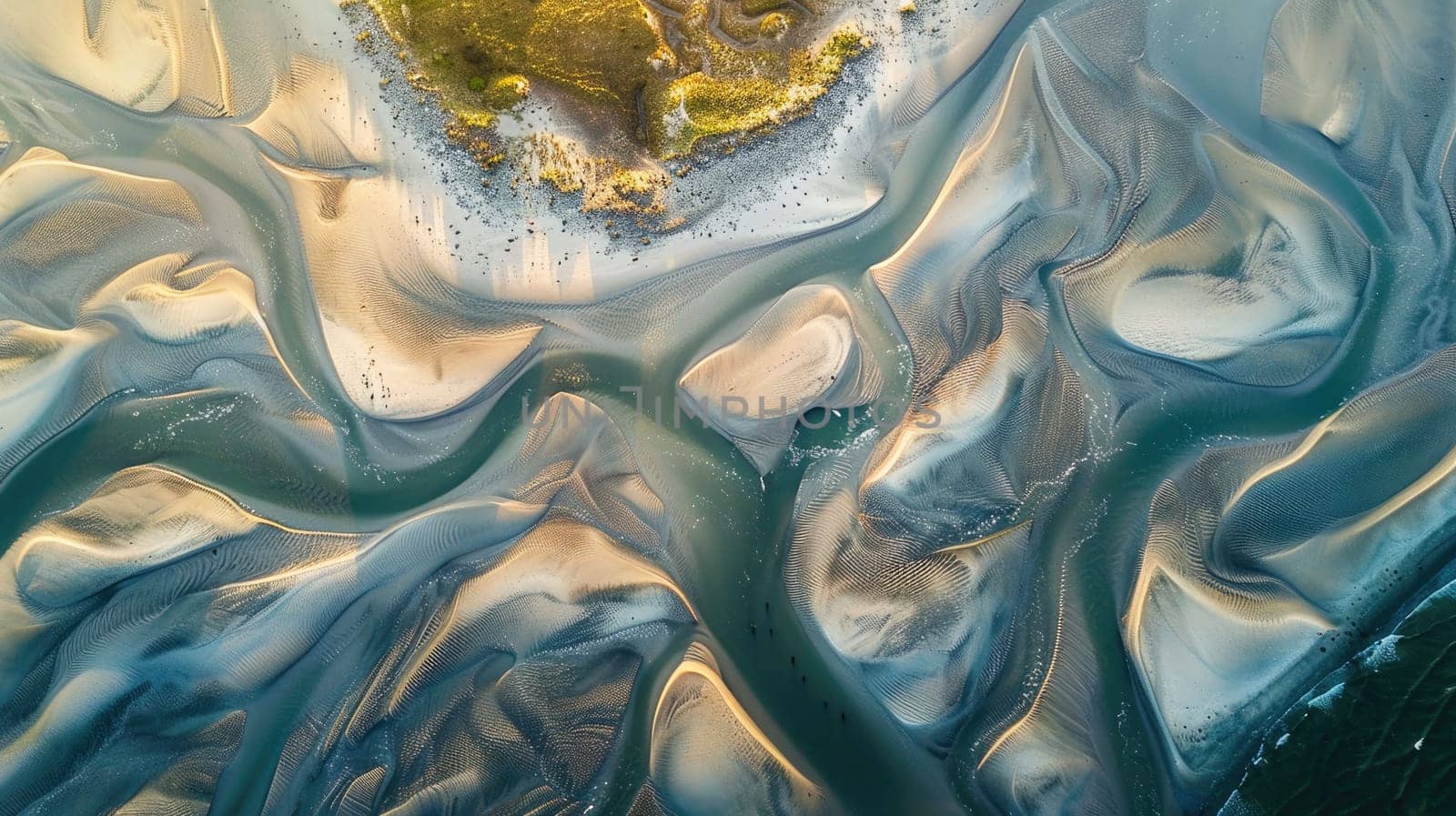 An art piece capturing the essence of a flowing river, with a swirling pattern in electric blue tones. The painting evokes the fluidity of water in a captivating landscape AIG50