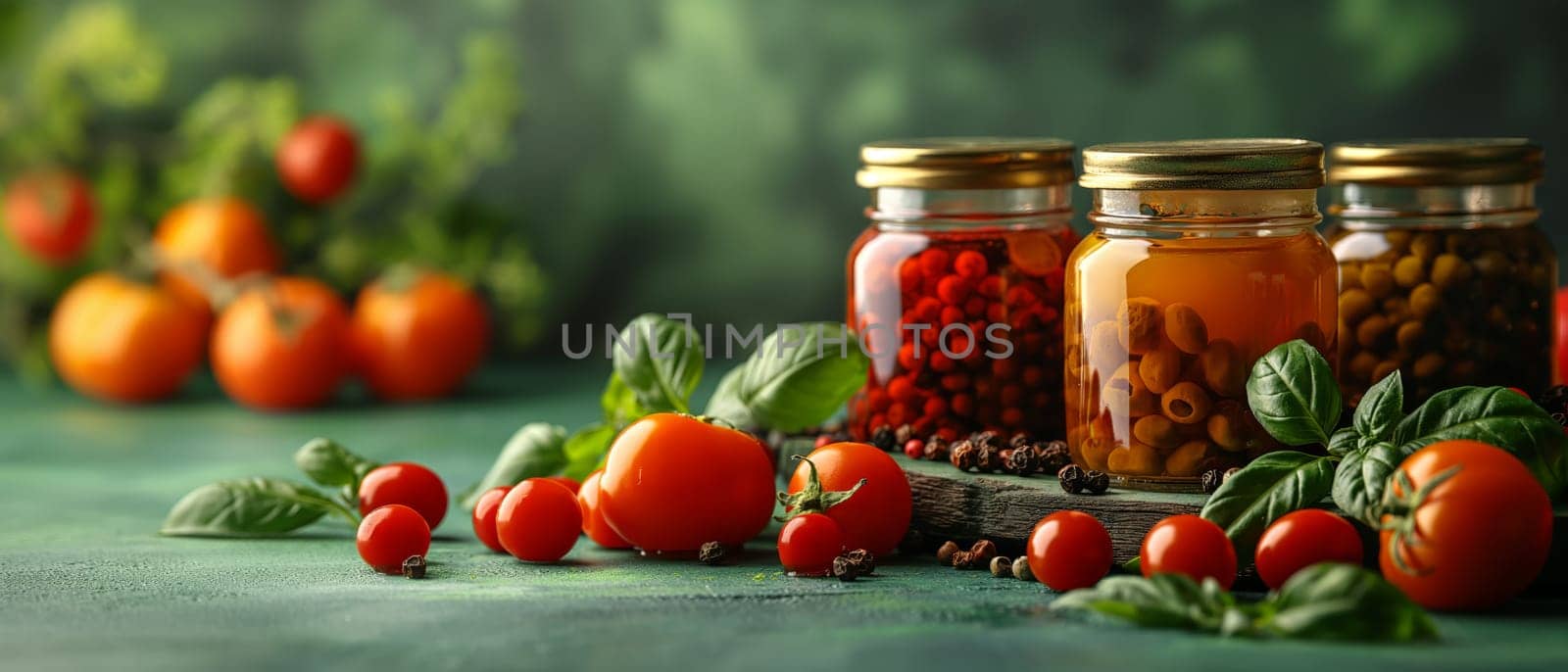 Group of Jars Filled With Various Foods by Fischeron