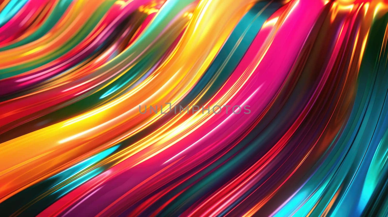 3d render of a rainbow of metallic ribbons AIG51A.