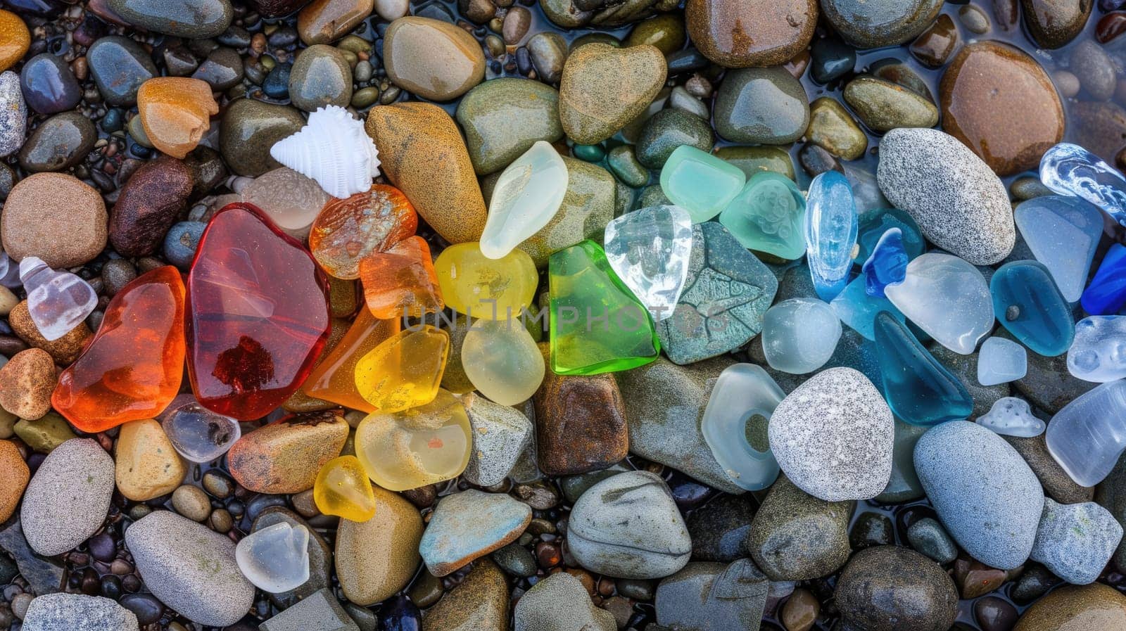 The ground is covered with a variety of natural materials such as light amber gemstones, azure aqua stones, and electric blue rocks. Each one is a unique piece of art in closeup detail AIG50