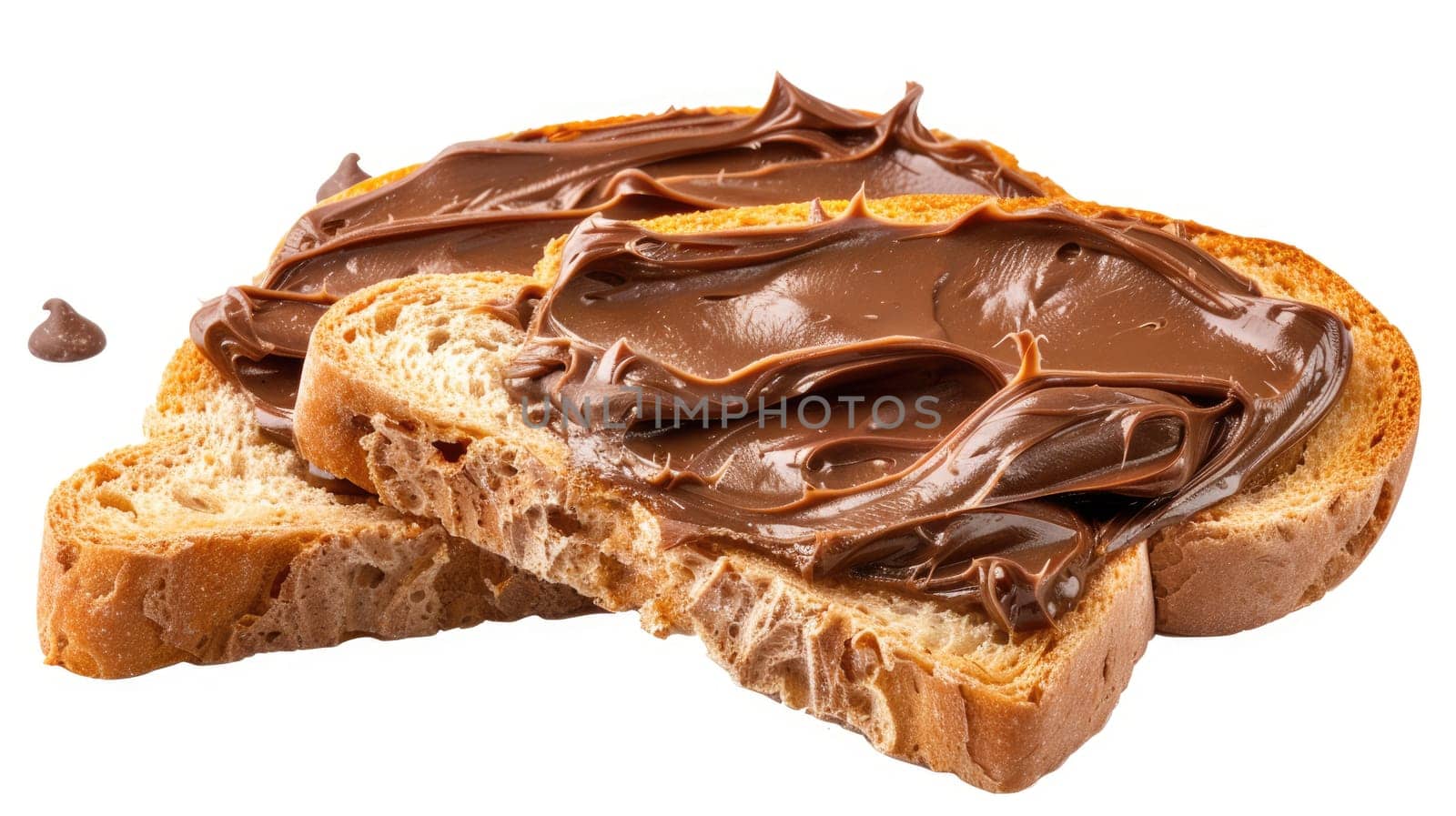 Two slices of bread with chocolate spread AIG51A.