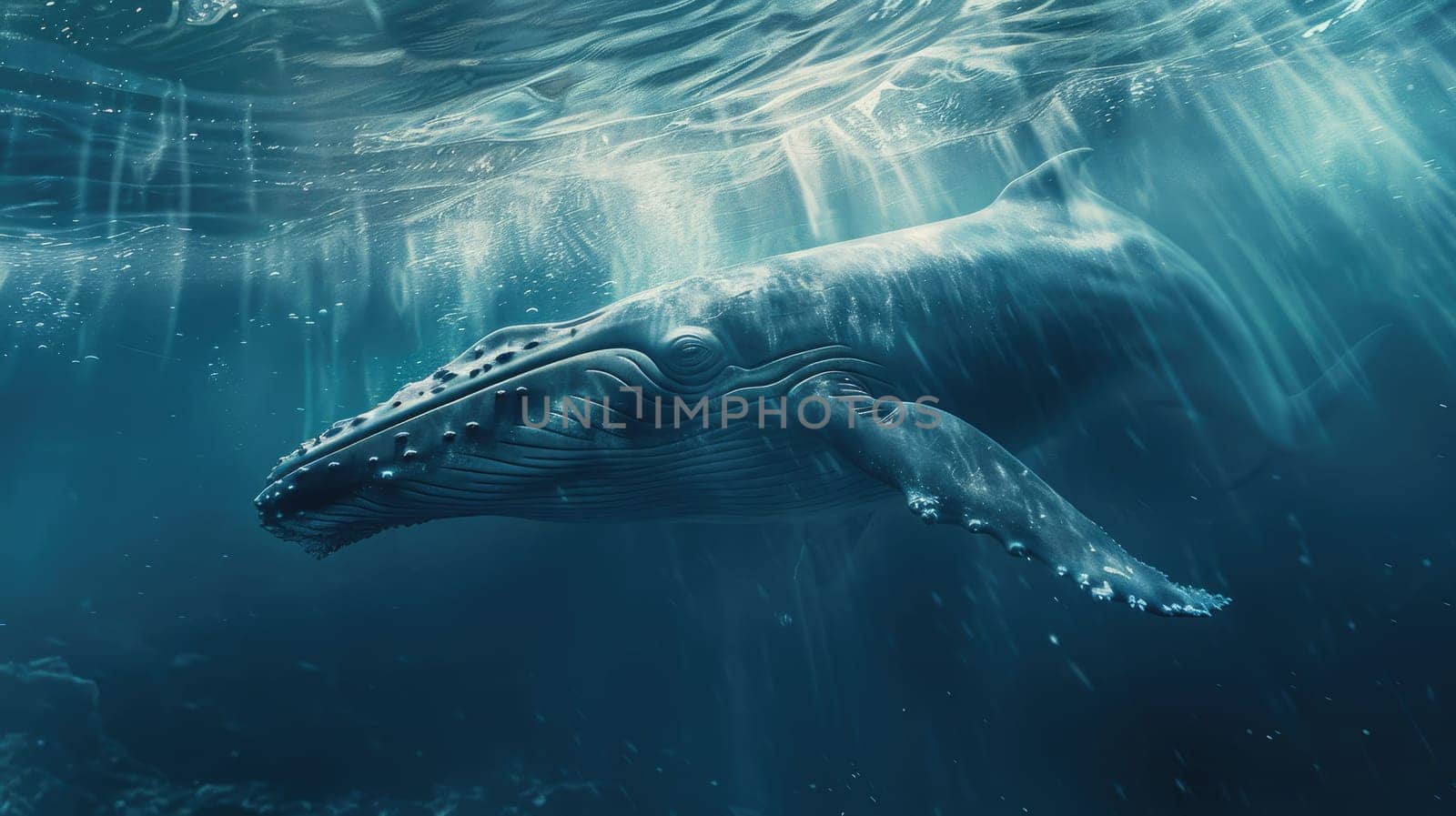 A blue whale swimming in the ocean. AIG51A.