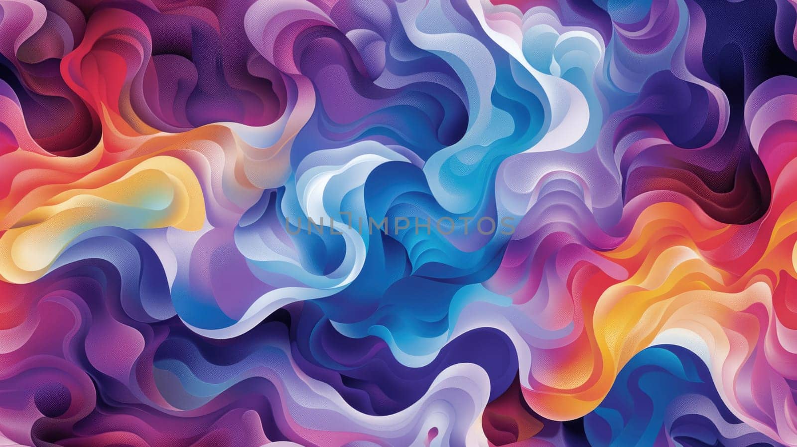 Colorful abstract painting with flowing shapes and vibrant colors. AIG51A.