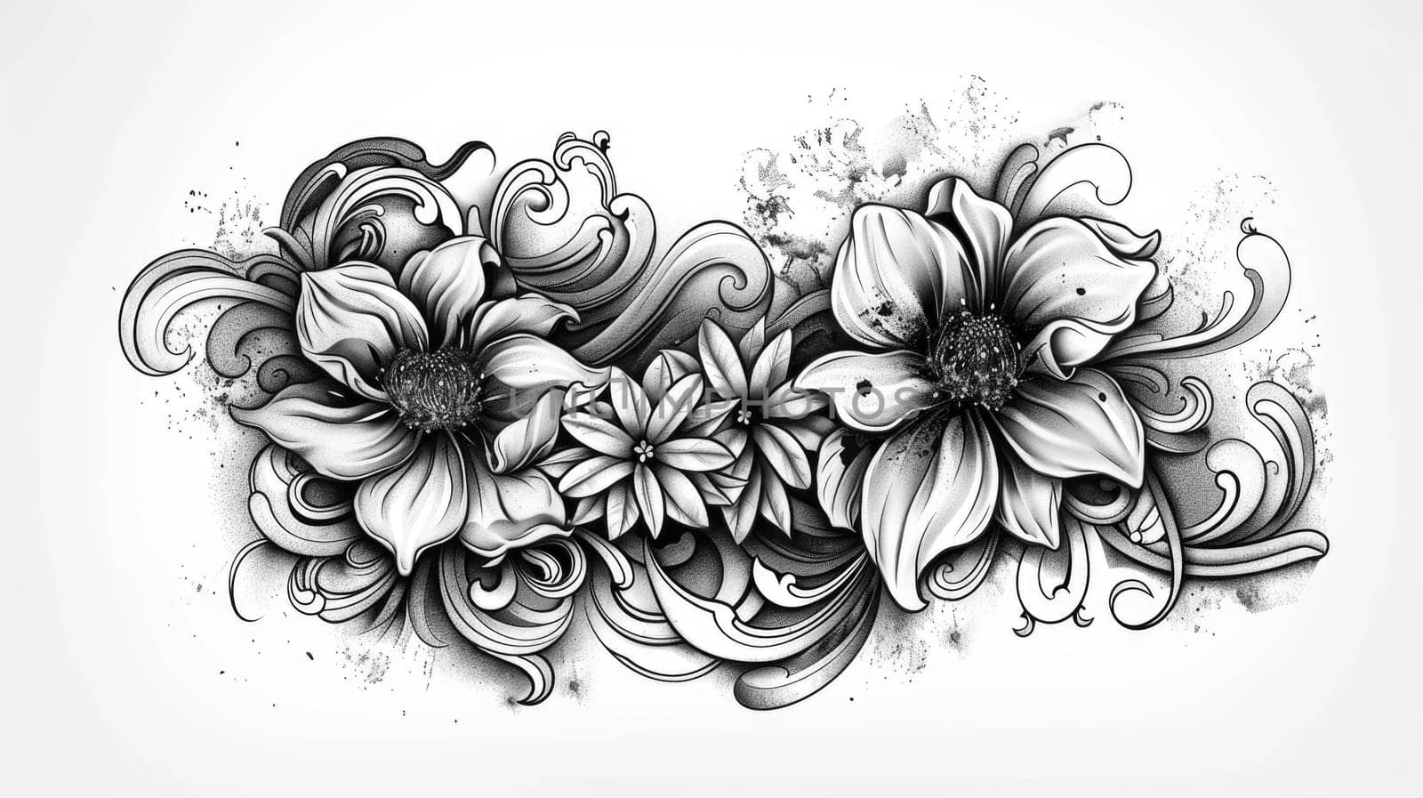 Engraving style floral ornament AIG51A.
