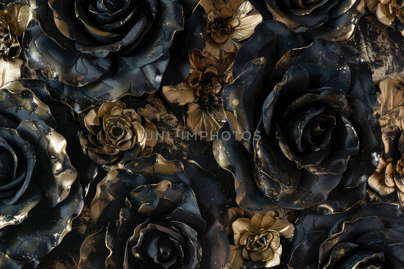 Black and gold roses made of paper AIG51A.