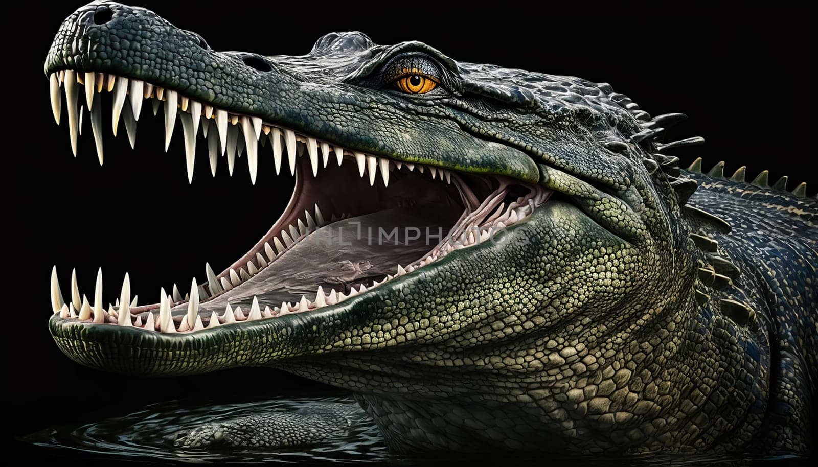 Crocodile with open mouth. Generative AI, by mila1784