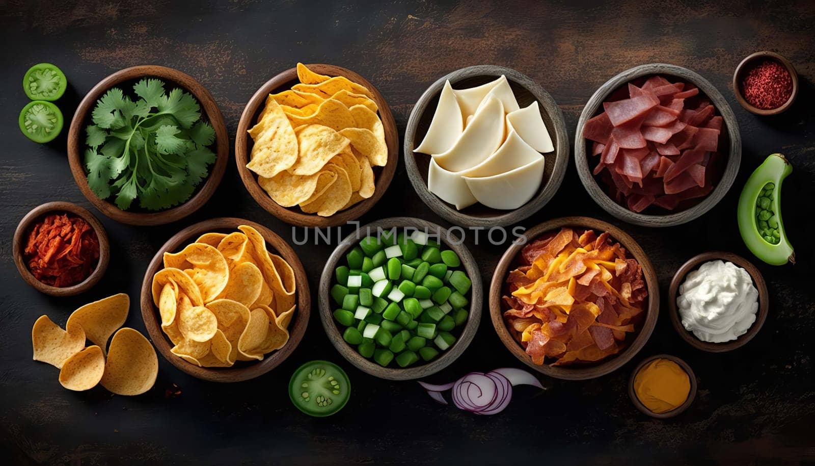 Snacks and chips with different flavors. Generative AI,