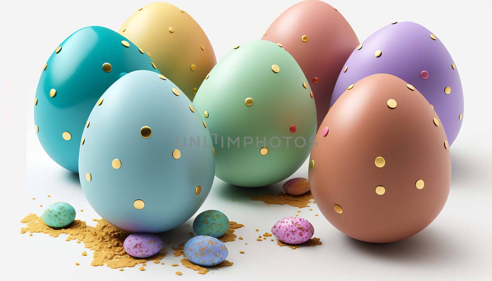 Easter eggs isolate on white background. Generative AI, by mila1784