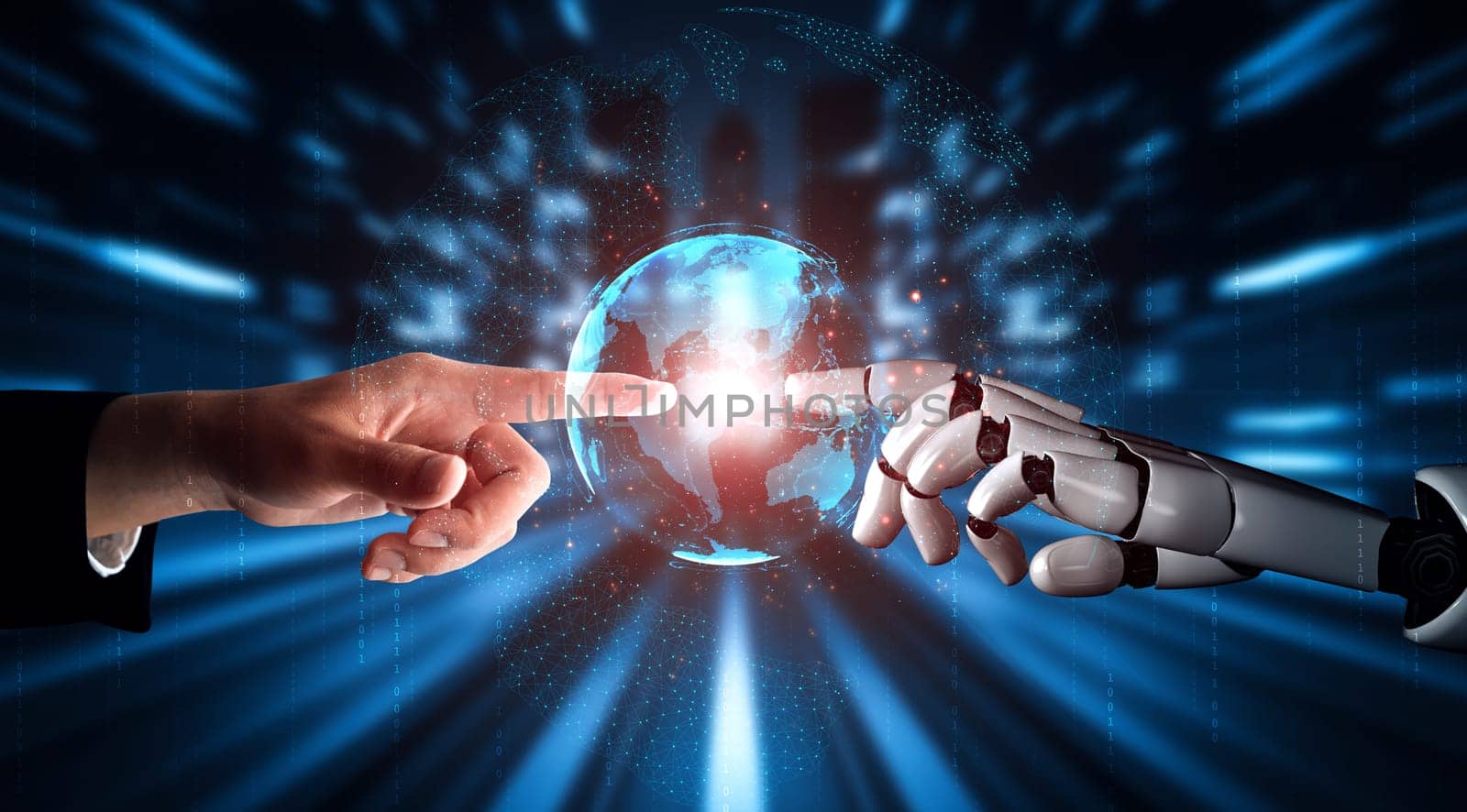 MLP 3D rendering artificial intelligence AI research of robot and cyborg development for future of people living. Digital data mining and machine learning technology design for computer brain.