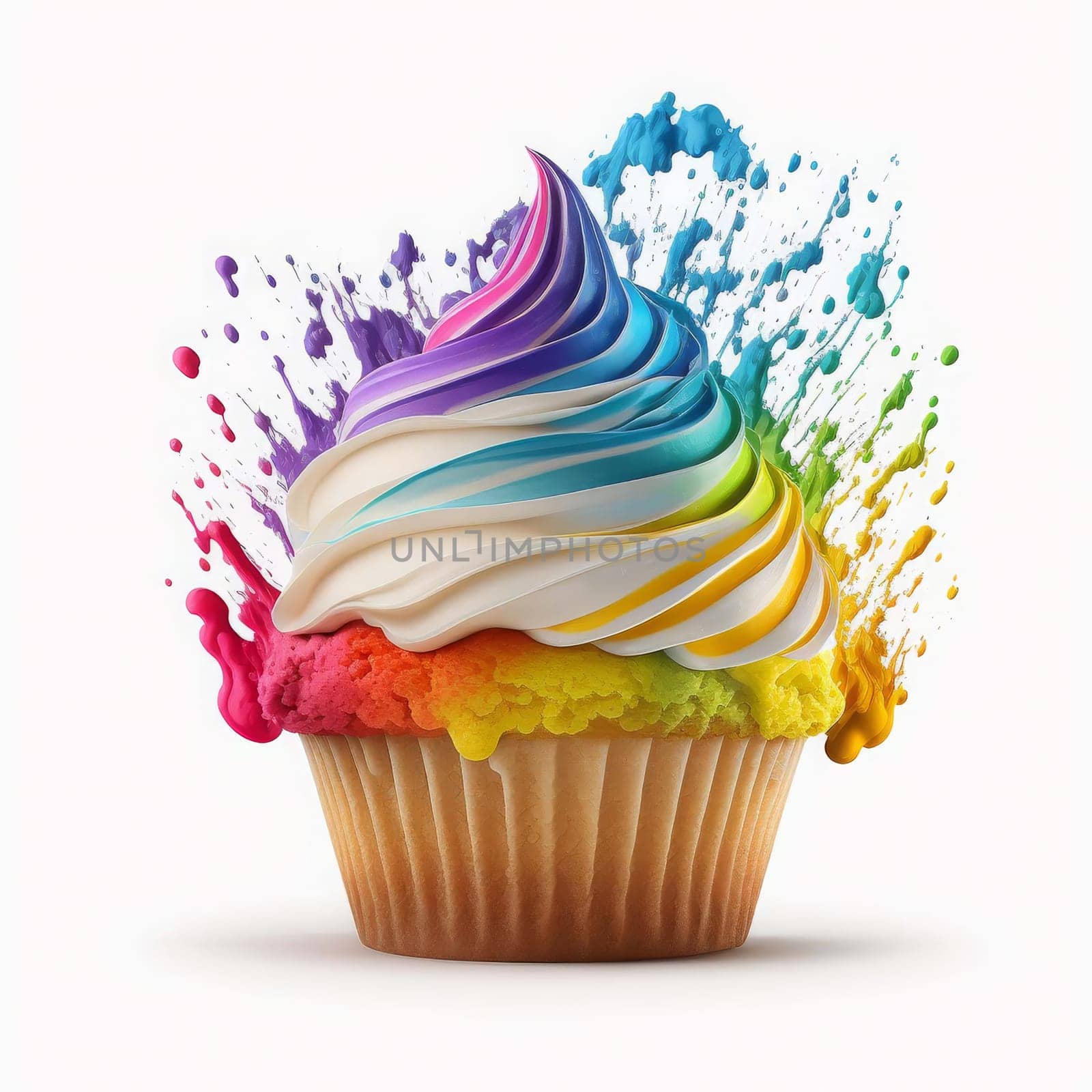 cupcake on an isolate on a white background. Generative AI,
