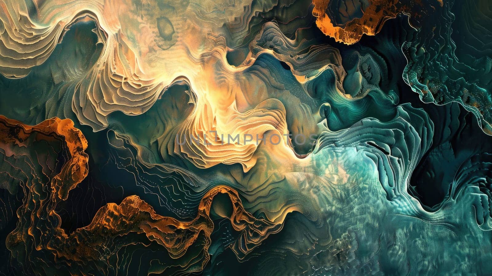 A painting of a cave with glowing crystals. AIG51A.