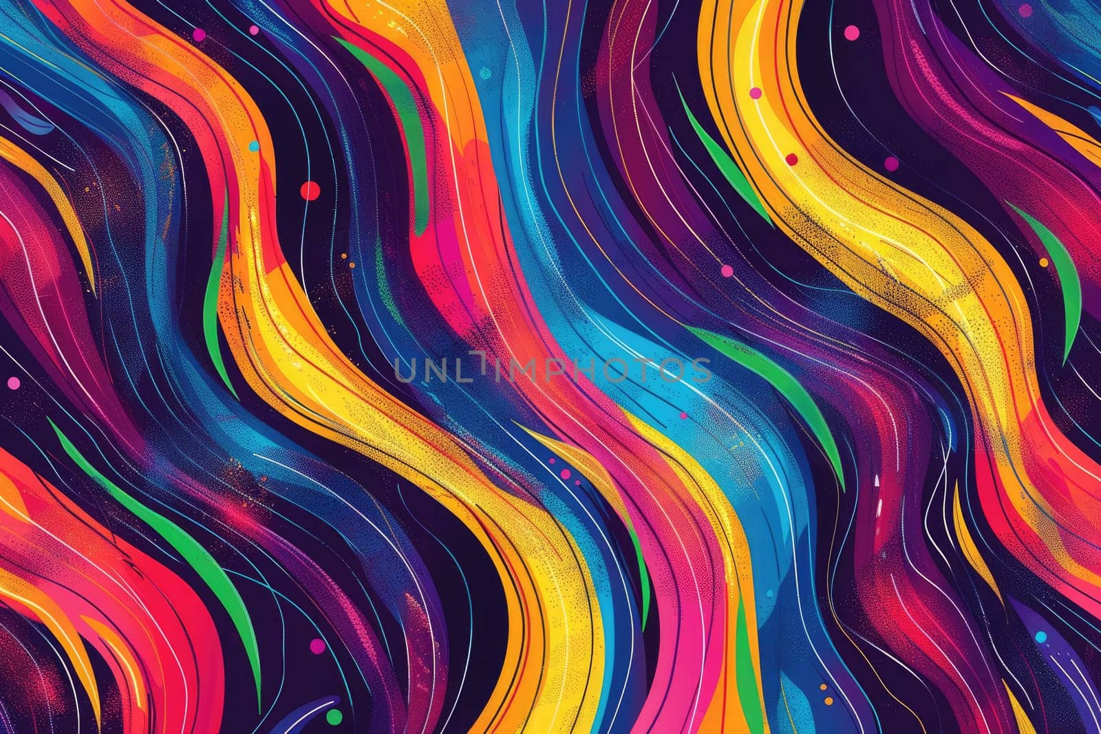Colorful abstract painting with flowing curved lines. AIG51A.