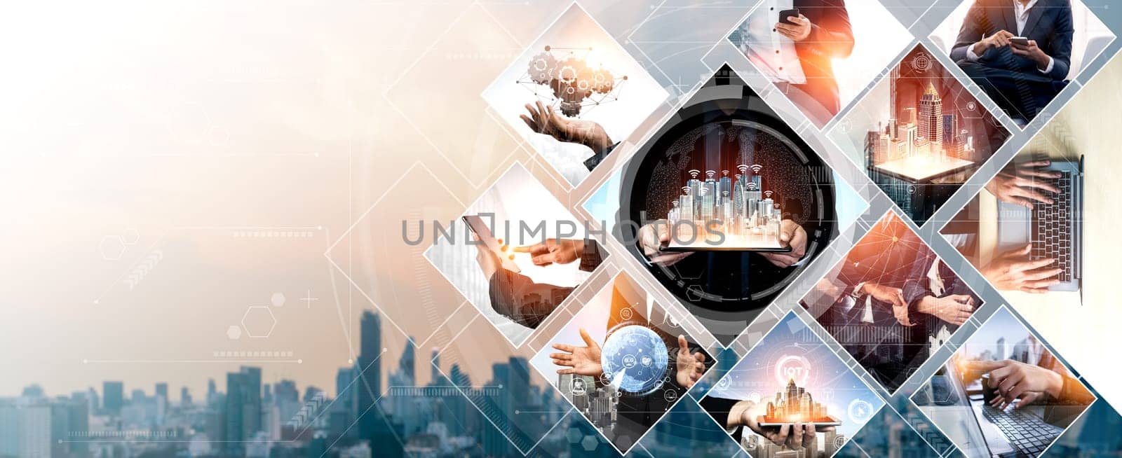 Communication technology , smart connection IOT and people network technology concept. People using connective device to connect to the secured internet network and cloud computing server vexel