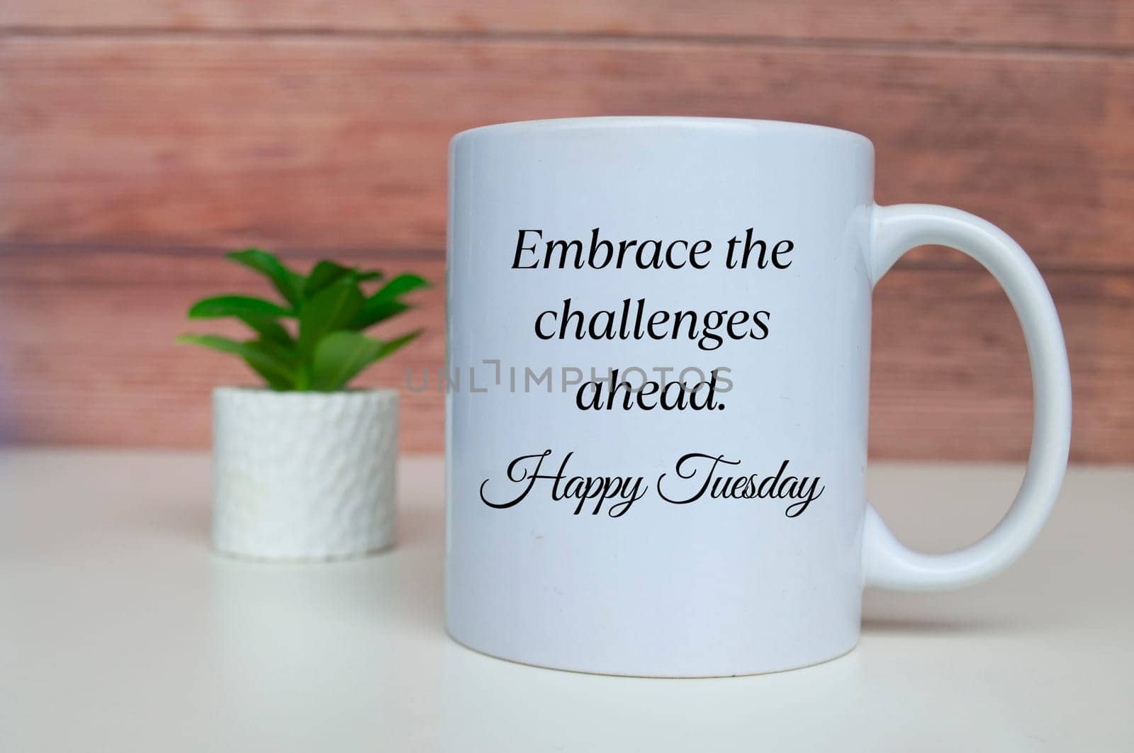 Embrace the challenges ahead. Happy Tuesday. Morning greetings concept.