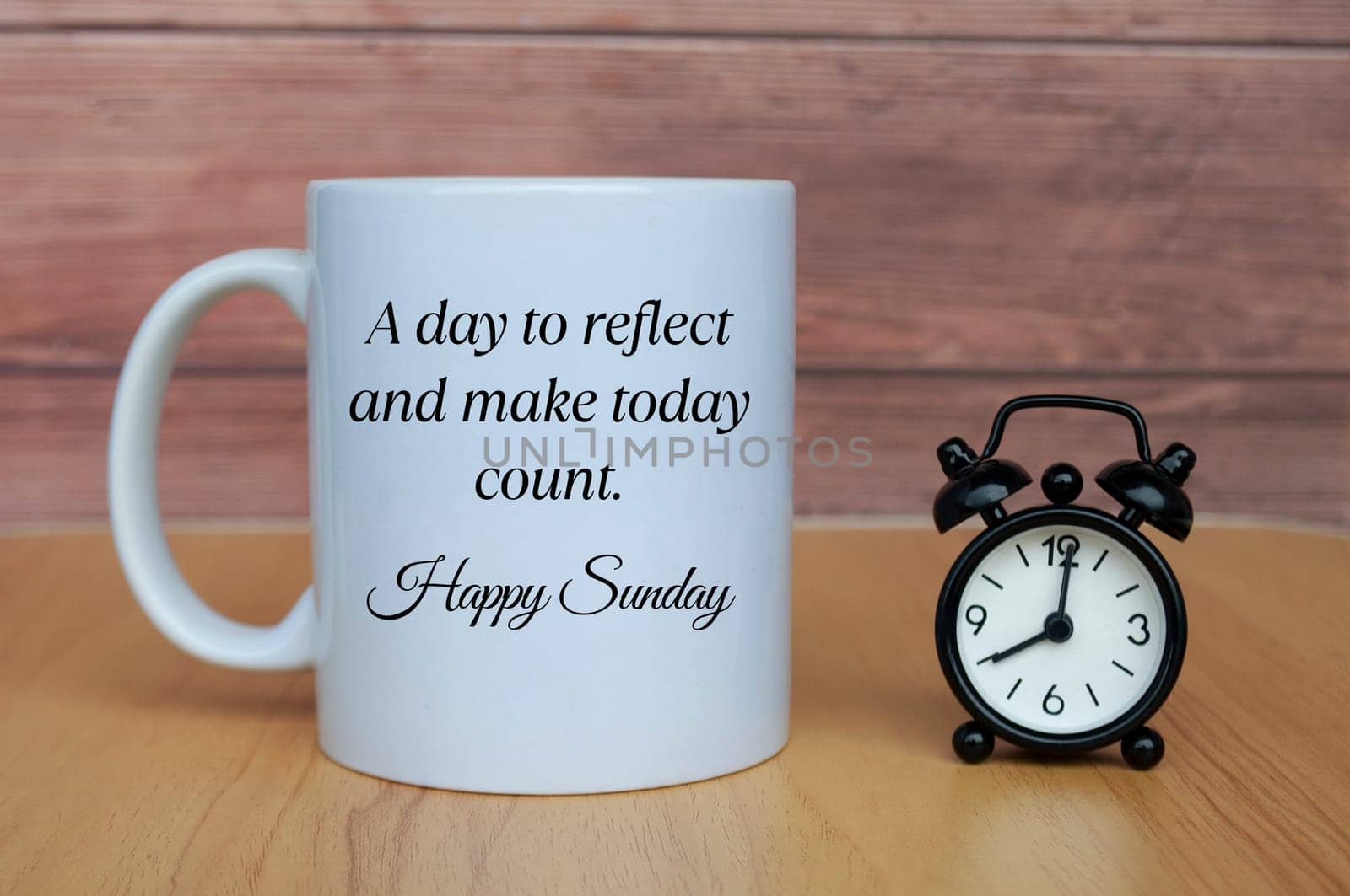 A day to reflect and make today count. Happy Sunday. Morning greetings concept