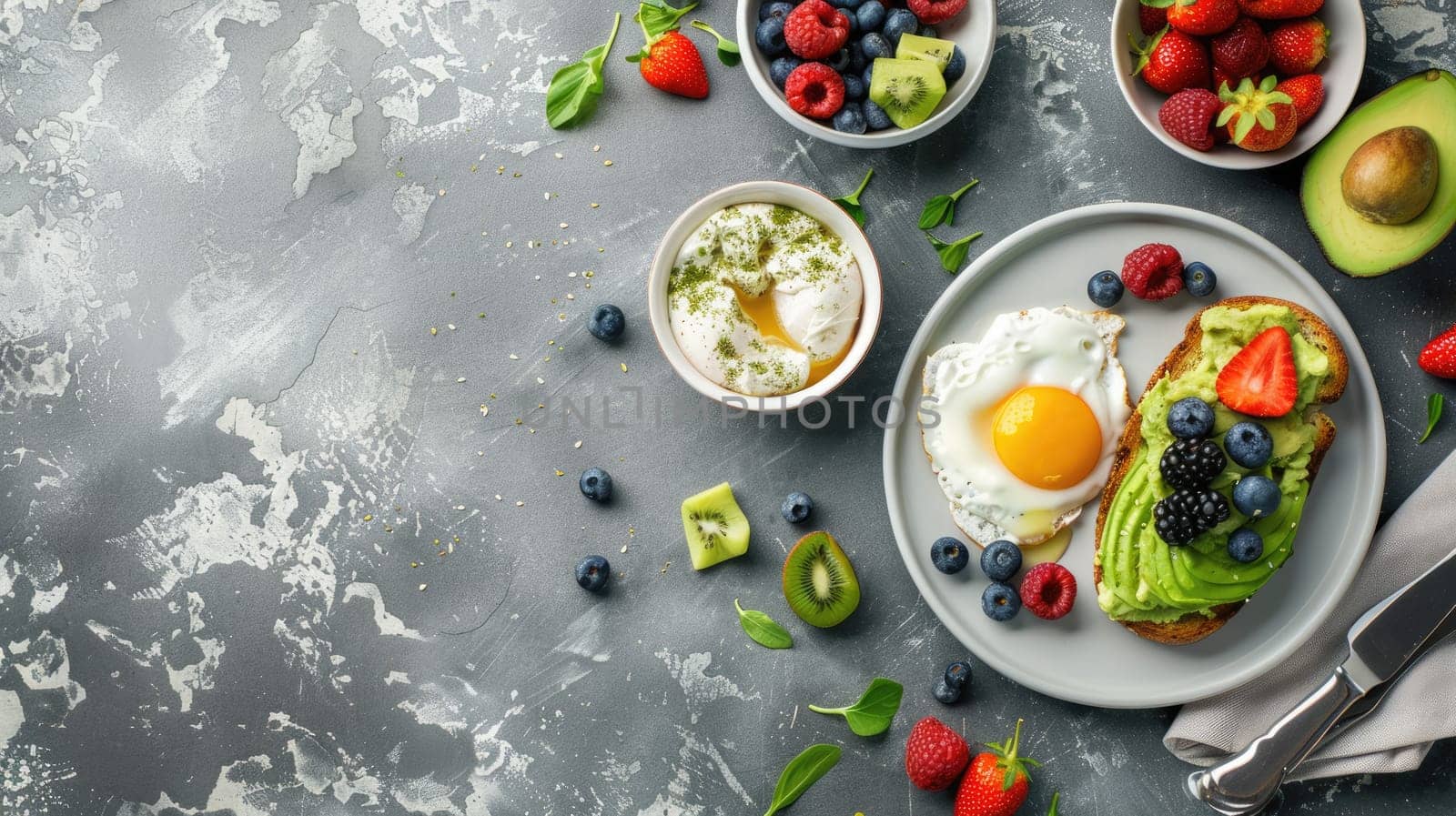 The table is filled with a variety of food items, including fruits, dishes, and ingredients. The stunning display showcases a diverse range of cuisines and recipes AIG50