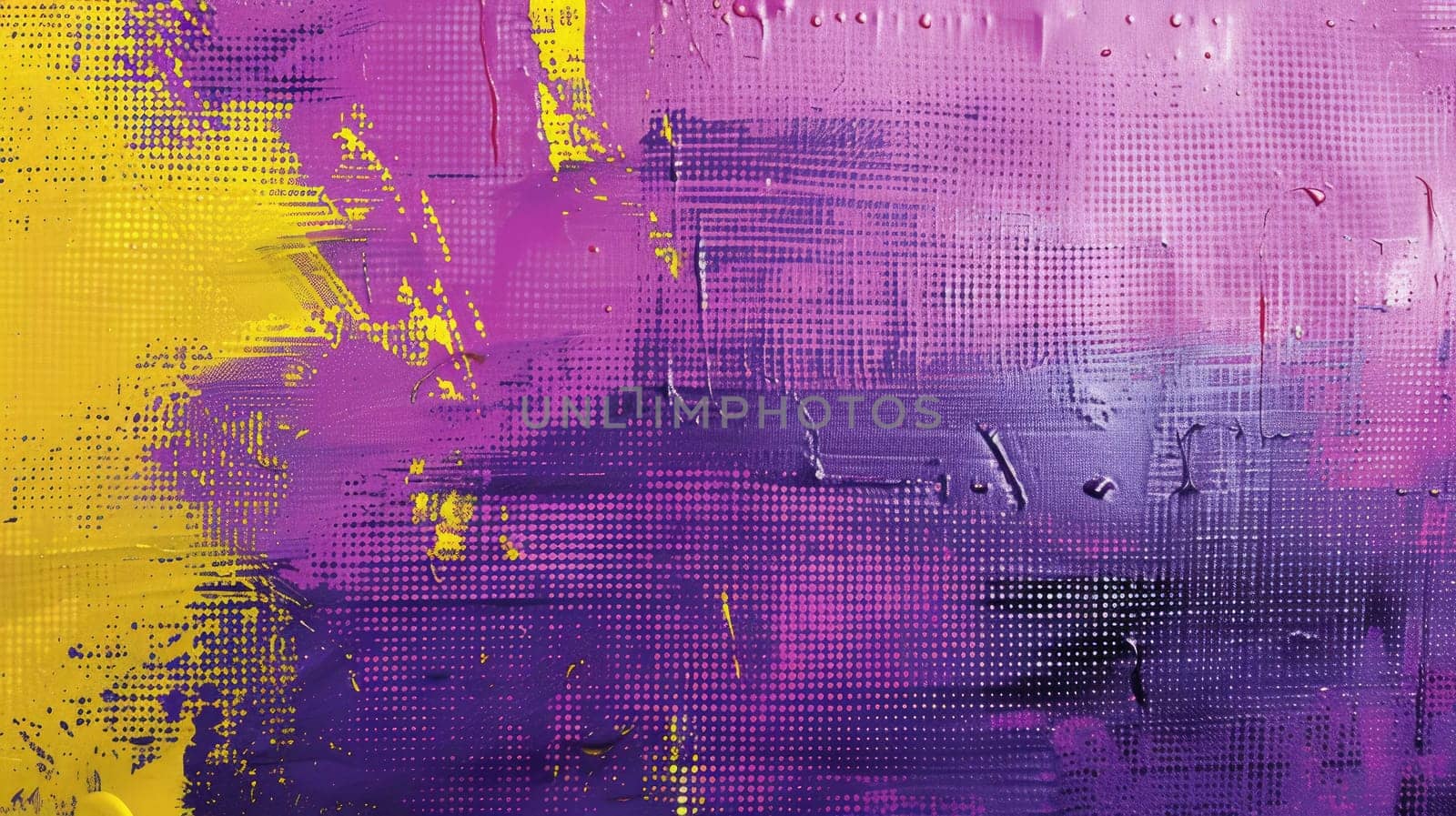 A purple and yellow abstract painting with a lot of texture. AIG51A.