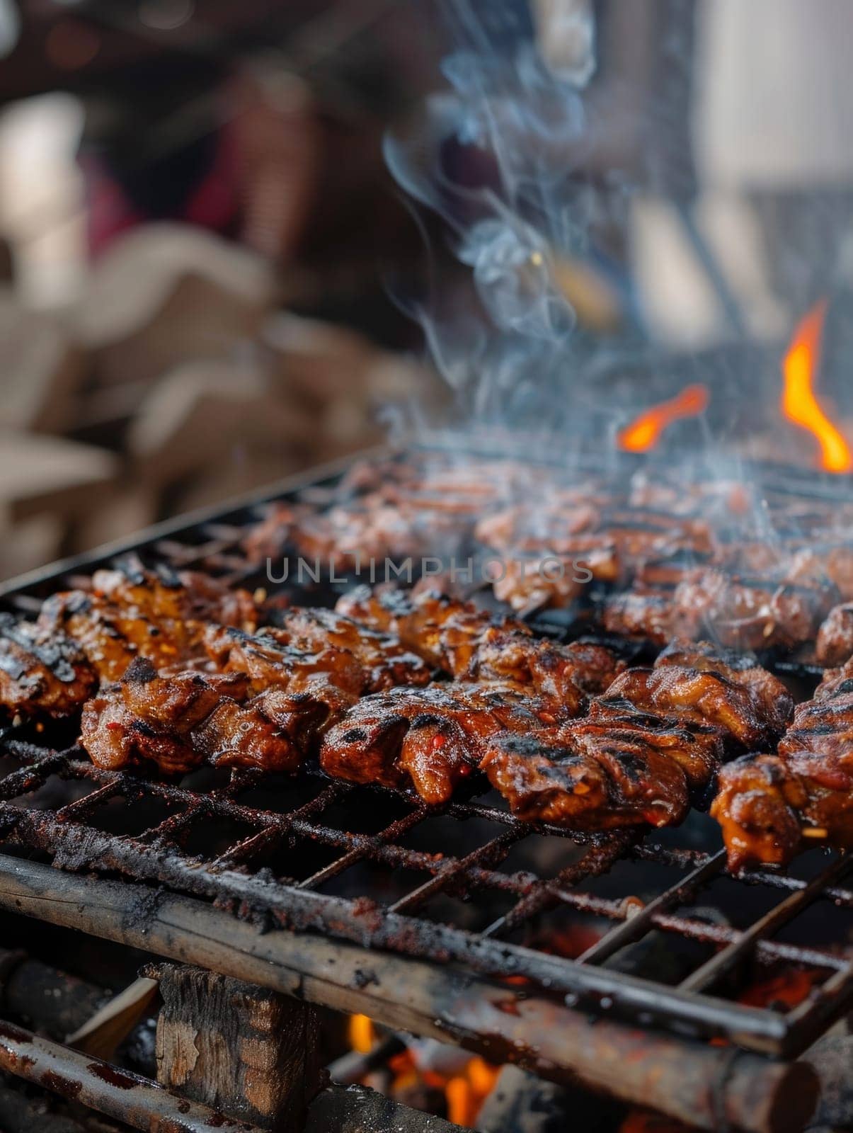 Namibian kapana, grilled spiced meat typically sold in open markets. A flavorful street food delicacy from Namibia. by sfinks