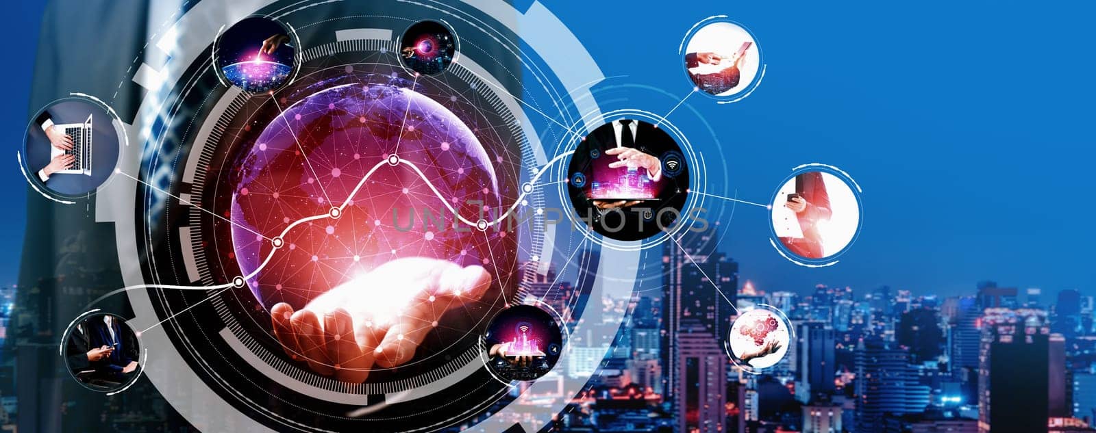 Communication technology , smart connection IOT and people network technology concept. People using connective device to connect to the secured internet network and cloud computing server vexel