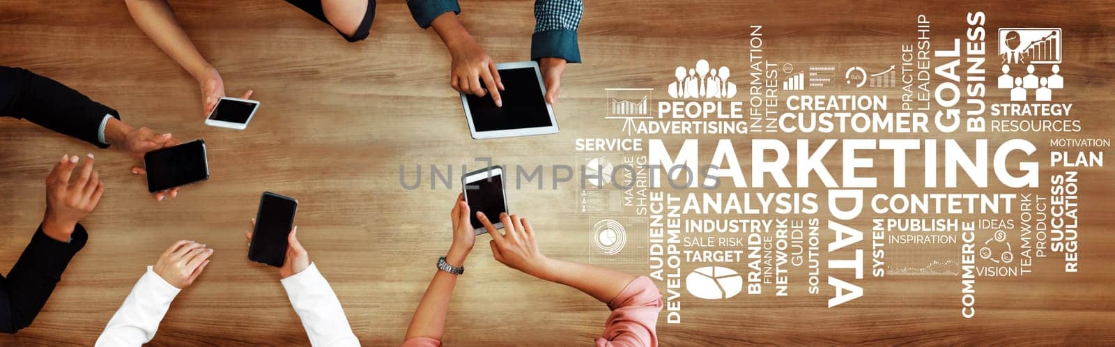 Digital Marketing Technology Solution for Online Business Concept - Graphic interface showing analytic diagram of online market promotion strategy on digital advertising platform via social media. uds