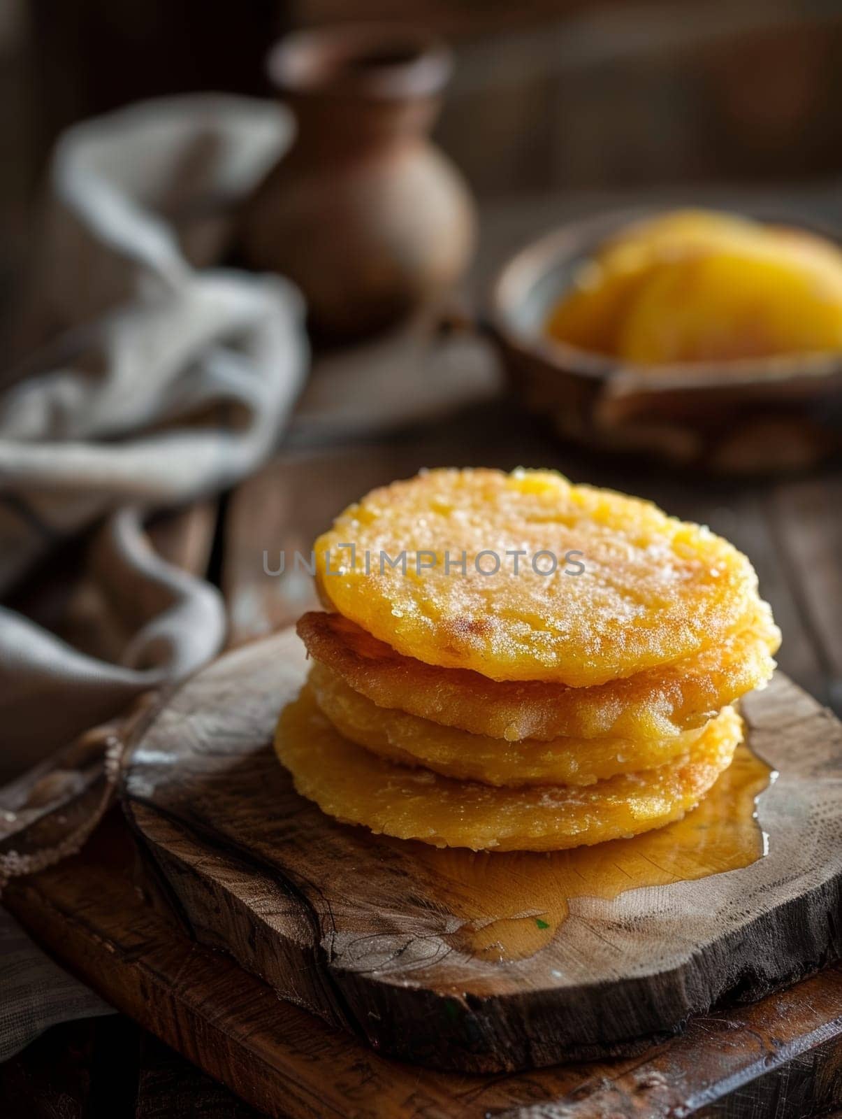 Paraguayan chipa guasu, a corn cake similar to cornbread, presented on a rustic wooden board. A traditional and flavorful dish from Paraguay