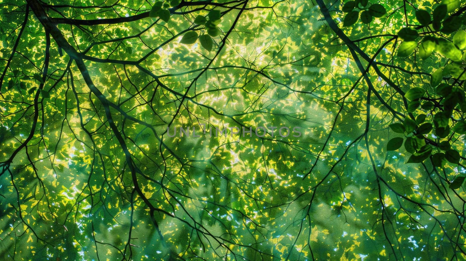 A beautiful painting depicting the sun shining through the trees in a park, illuminating the grass and creating a stunning natural landscape AIG50