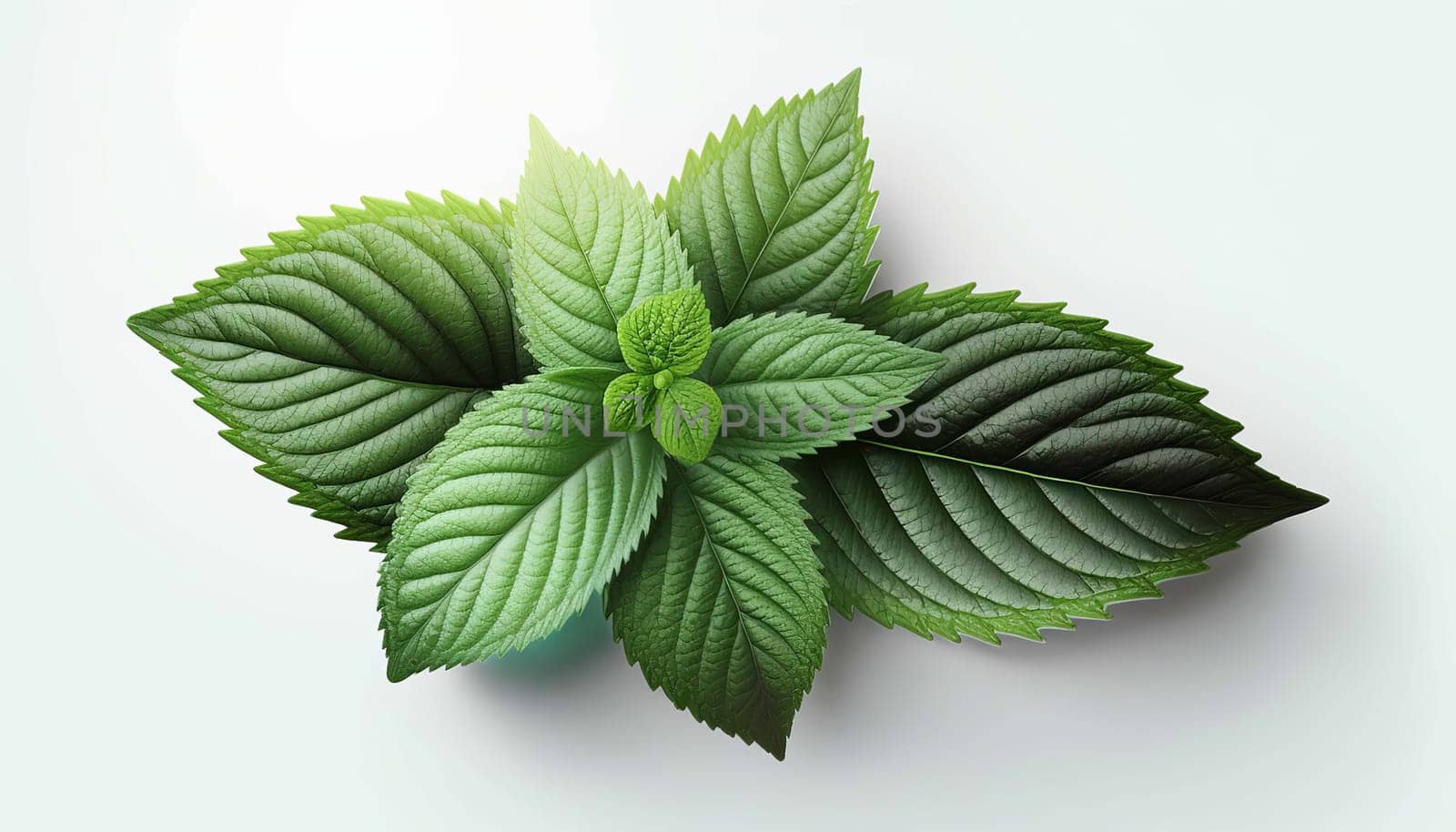 Branch and leaves of mint plant isolate on white background. Generative AI, by mila1784