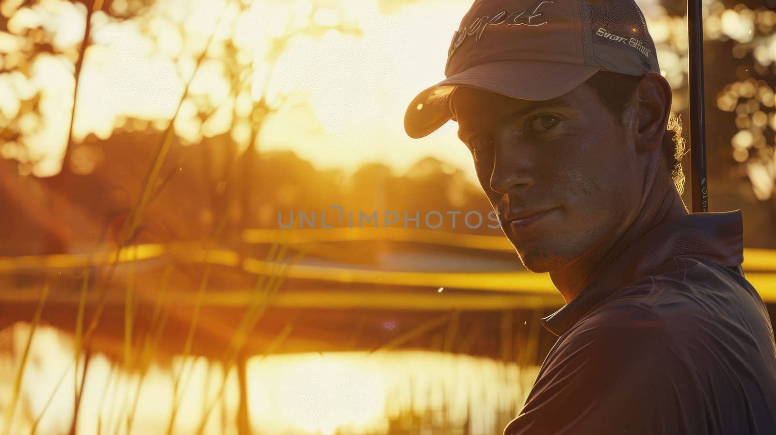 The picture of the professional golfer is playing the golf inside the grass green field, the golfer require skill like the mental focus, concentration, technique, strategy and physical fitness. AIG43.