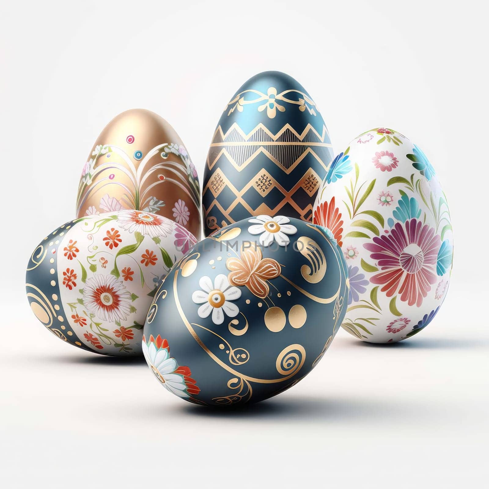 Easter eggs isolate on white background. Generative AI,