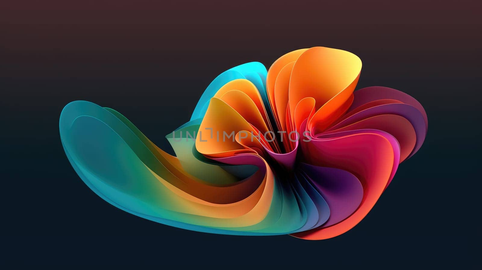 Abstract wavy pattern in vibrant orange and blue hues. Abstract artwork with colorful waves that appear to be flowing and swirling across the background. Dynamic background for modern design. AIG35.