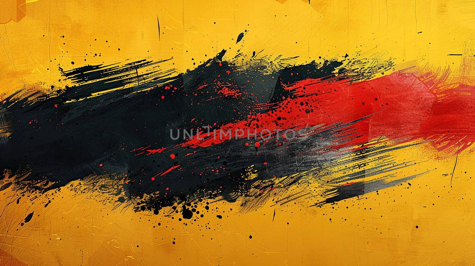 Abstract empty banner in grunge style. Yellow, black, red colors.