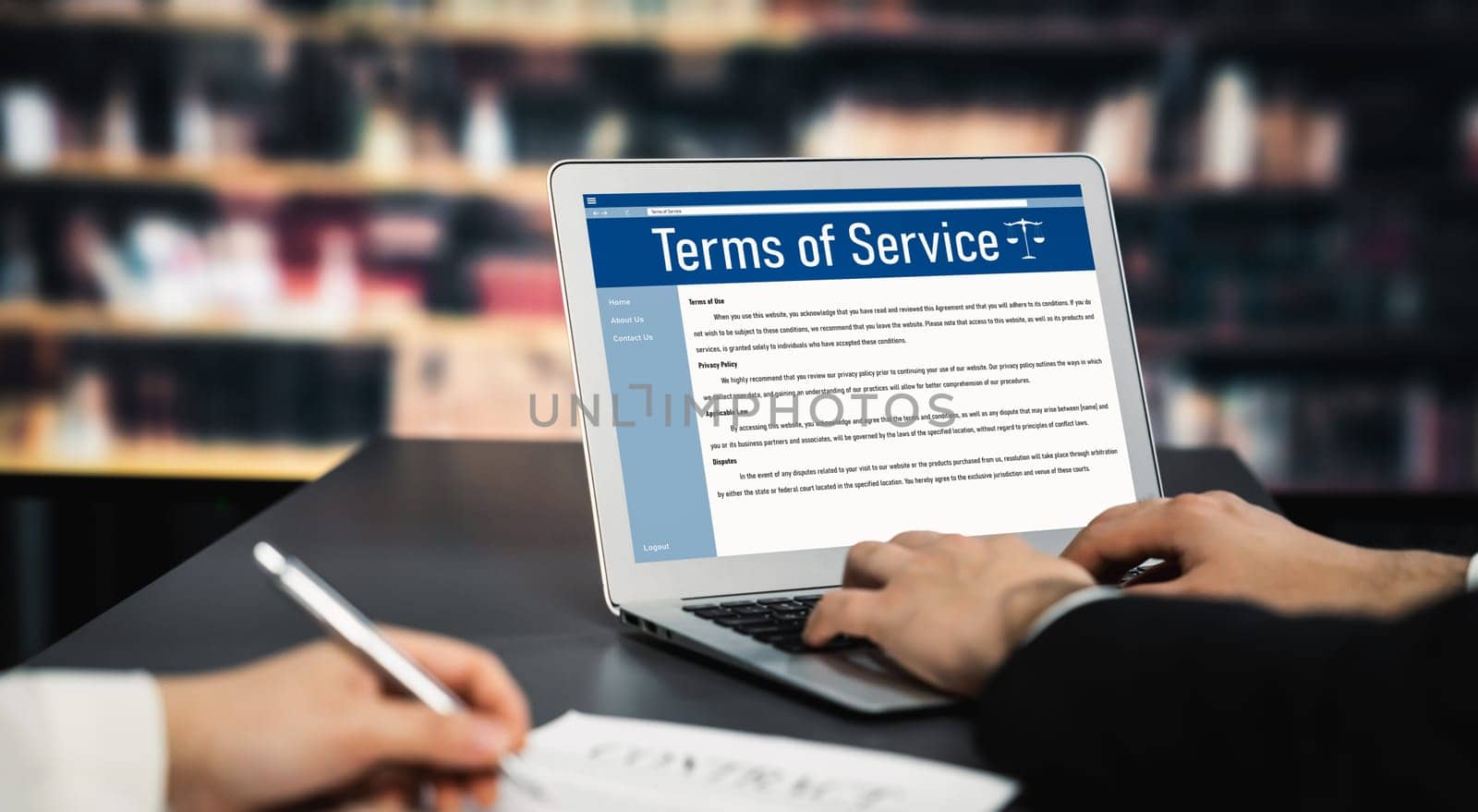Online term of service conditions showing savvy rules and regulations in using by biancoblue