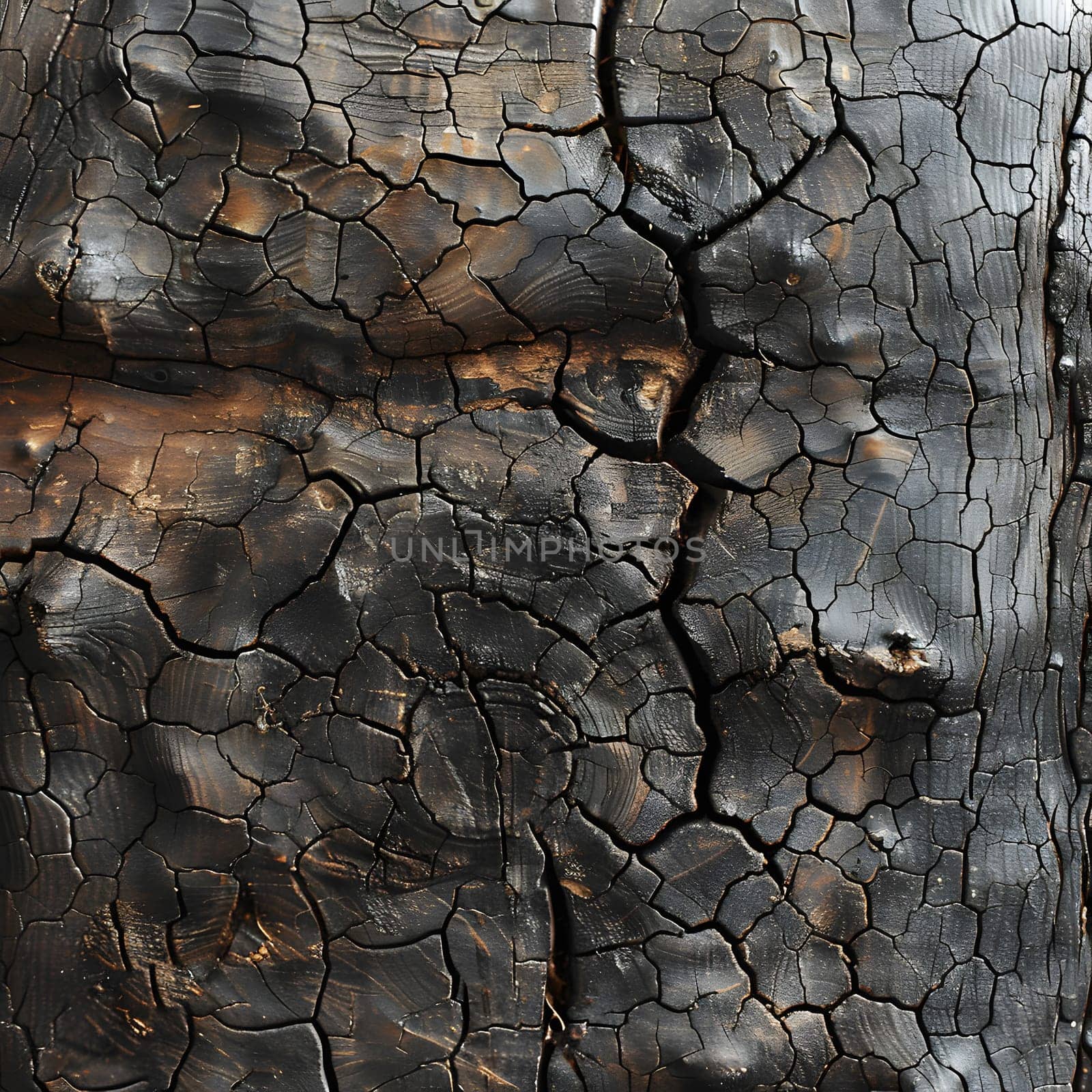 Close up of a cracked brown wood with a unique pattern on the bedrock surface by Nadtochiy