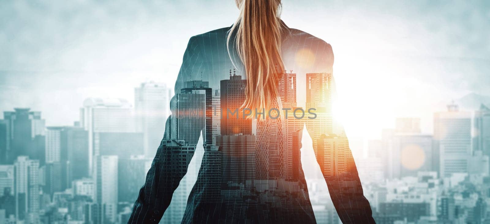 Double Exposure Image of Business Person uds by biancoblue